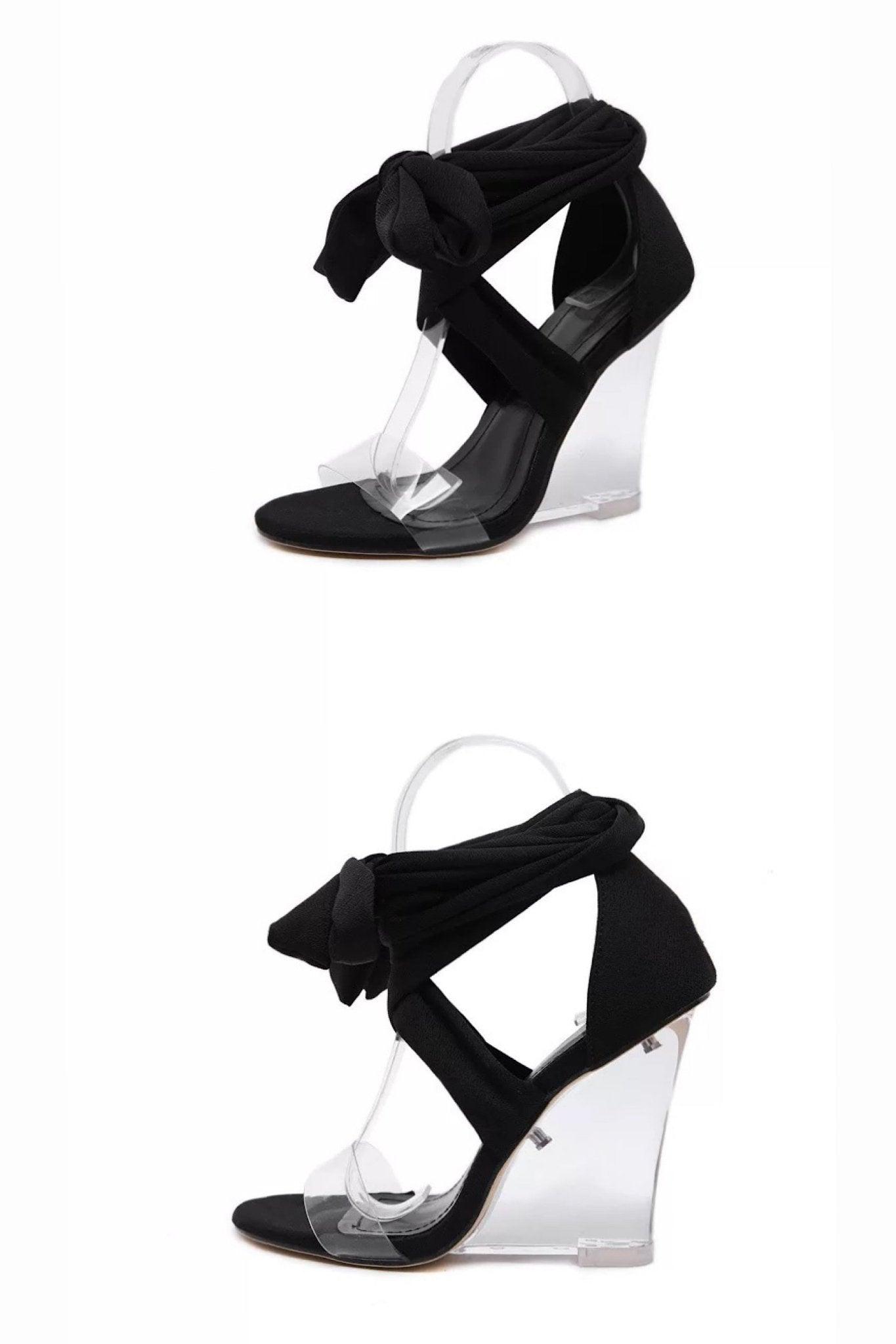 Olivia Peep Toe Lace-Up Wedges - MY SEXY STYLES