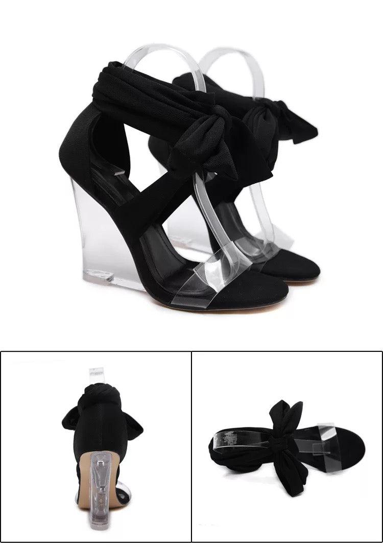 Olivia Peep Toe Lace-Up Wedges - MY SEXY STYLES