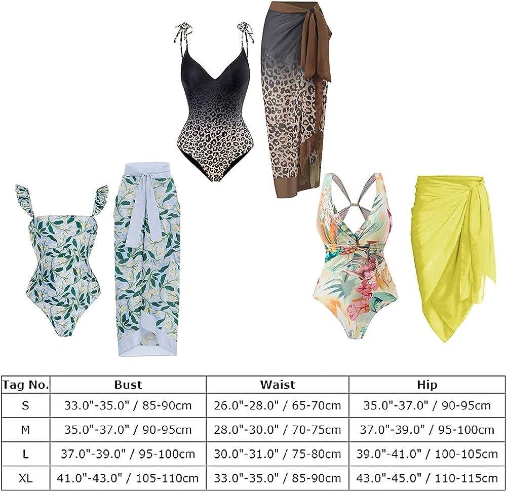 One Piece Swimsuit with Beach Cover up Wrap Skirt - MY SEXY STYLES