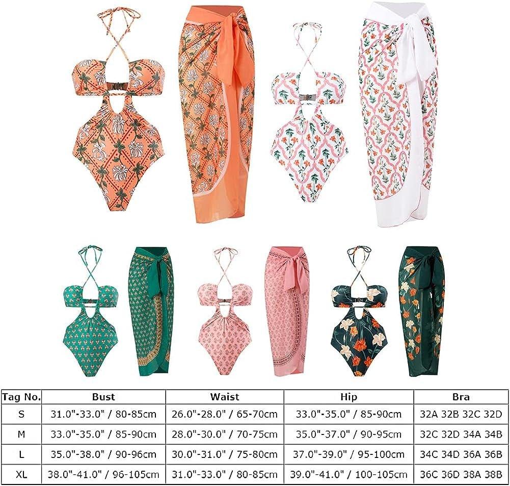 One Piece Swimsuit with Beach Cover up Wrap Skirt - MY SEXY STYLES