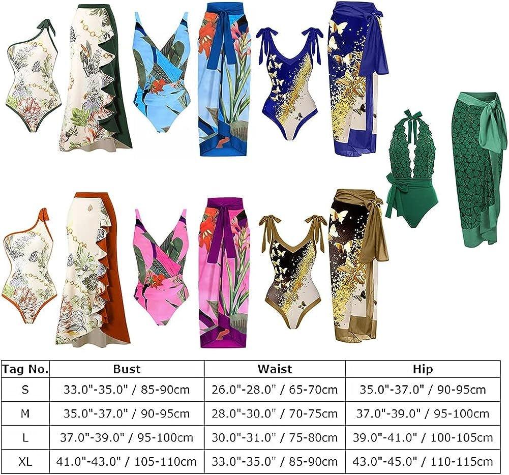 One Piece Swimsuit with Beach Cover up Wrap Skirt - MY SEXY STYLES