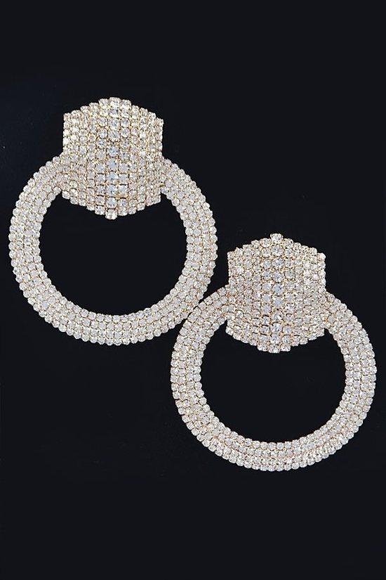 Oversized Rhinestone Round Earring - MY SEXY STYLES