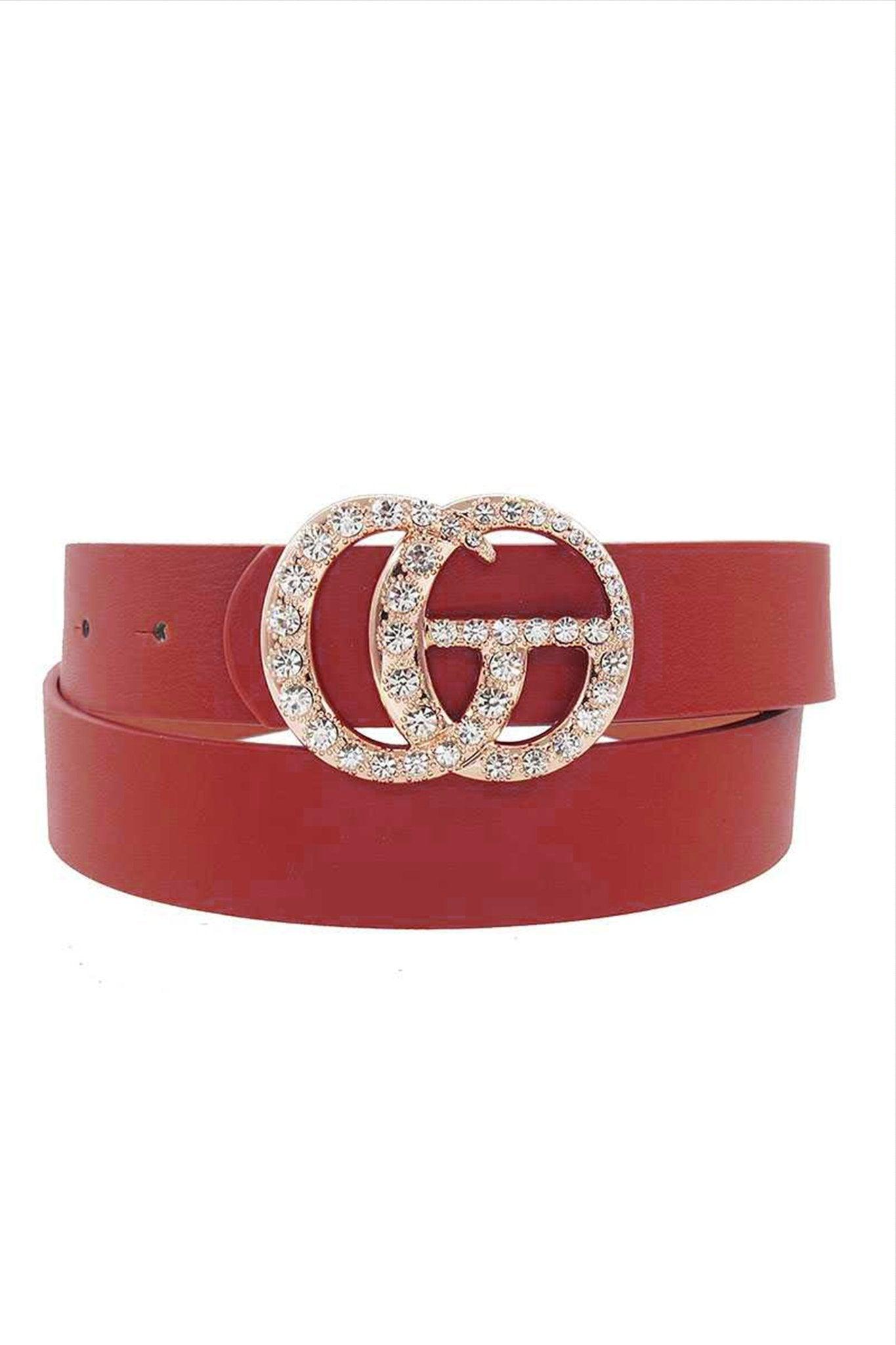 Pants Interlocking GG Buckle W/ Rhinestones Belt - MY SEXY STYLES