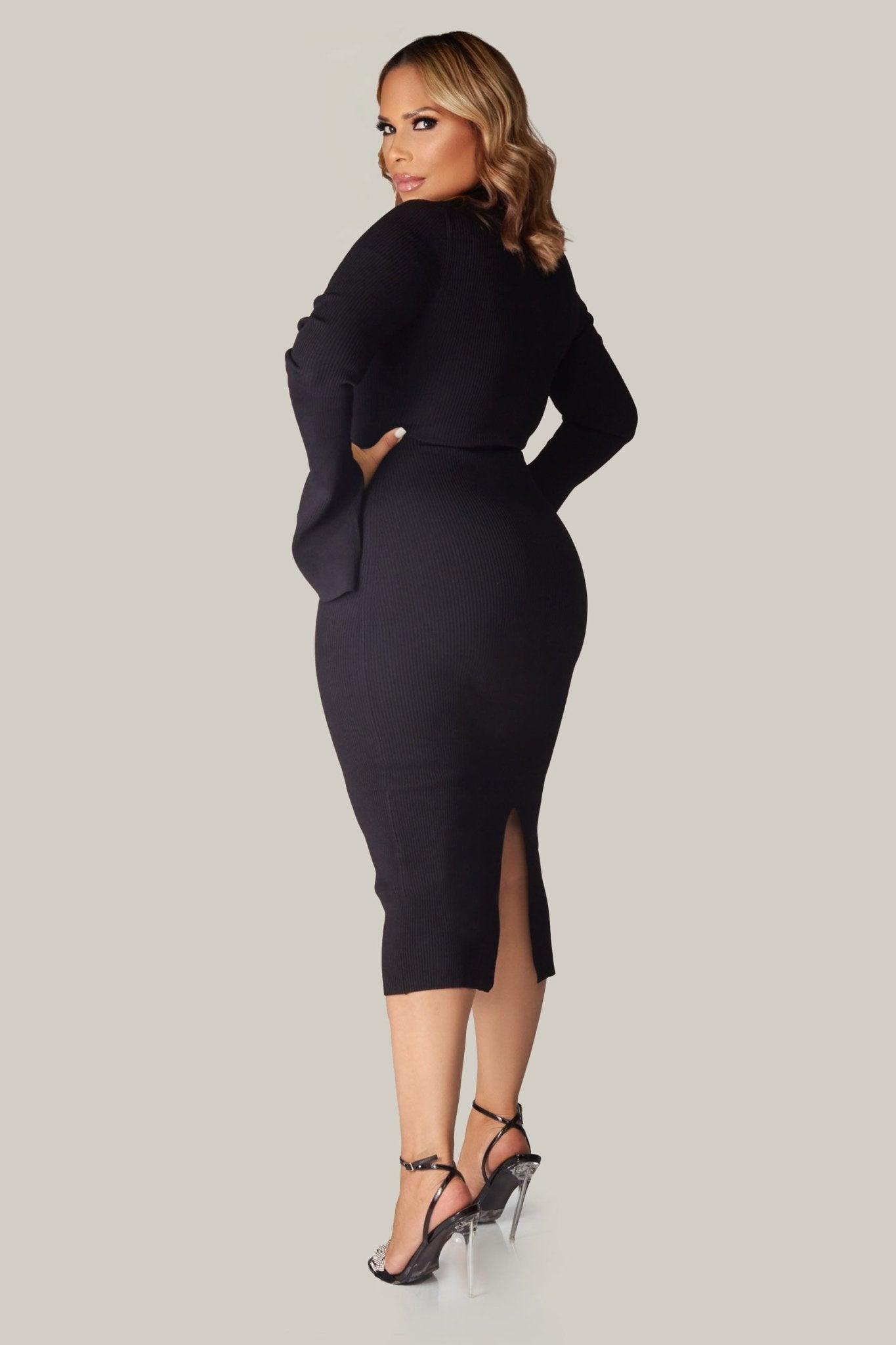 RAQUEL CHAIN DETAIL SWEATER DRESS - MY SEXY STYLES