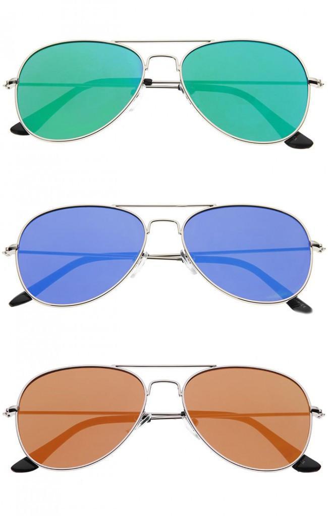 Savannah Classic Teardrop Full Metal Flash Mirrored Flat Lens Aviator Sunglasses - Fuchsia - MY SEXY STYLES