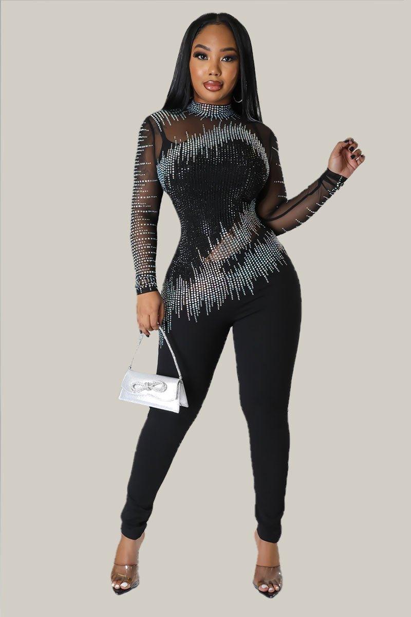 Sexy Rhinestones Bodycon Jumpsuit - MY SEXY STYLES