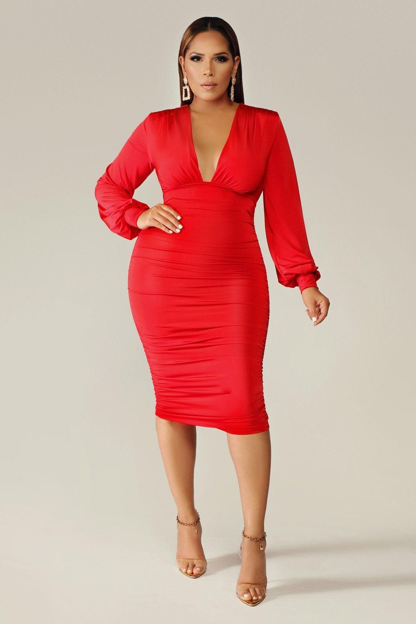Showstopping Babe Ruched Midi Dress - MY SEXY STYLES