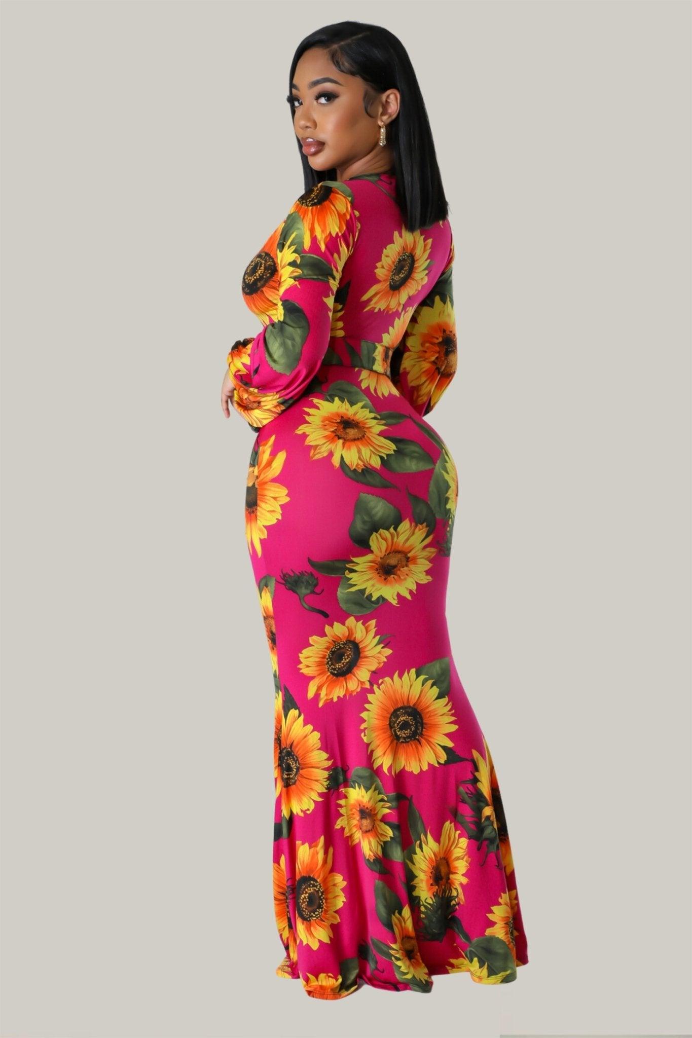 Sunflower Goddess Belted Maxi Dress - MY SEXY STYLES