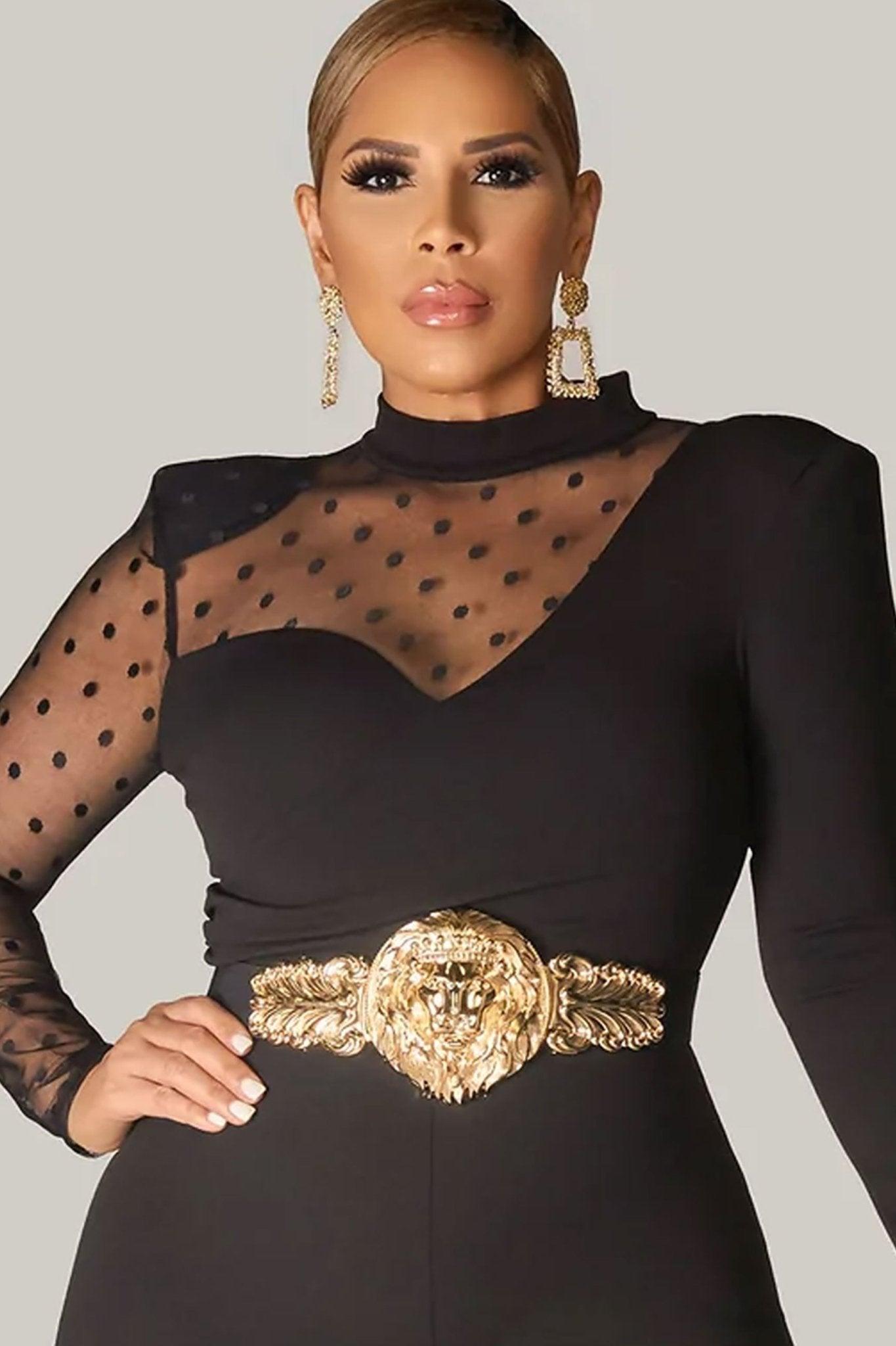 Women's Fashion Gold Lion Buckle Elastic Belt - MY SEXY STYLES