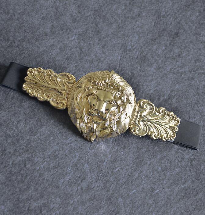 Women's Fashion Gold Lion Buckle Elastic Belt - MY SEXY STYLES