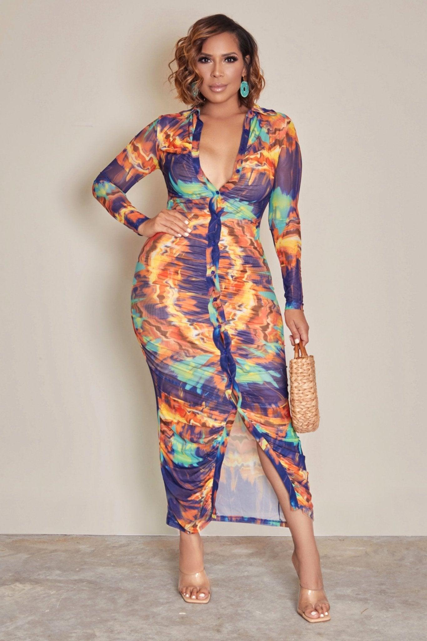 Yanine Tie Dye Bodycon Dress - MY SEXY STYLES