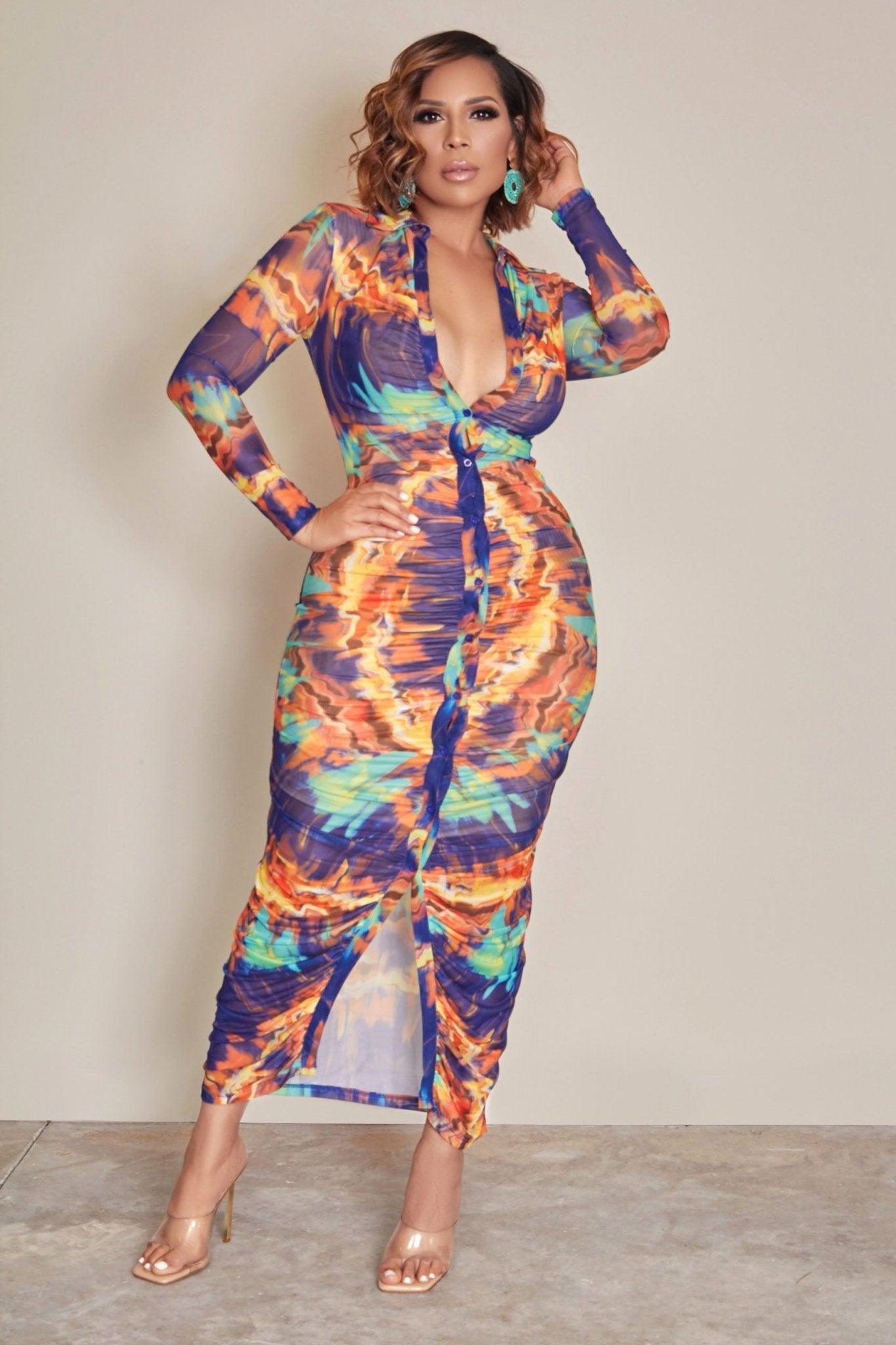 Yanine Tie Dye Bodycon Dress - MY SEXY STYLES