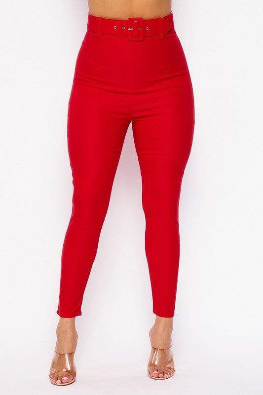 Zola Very High Waisted Belted Skinny Pants - MY SEXY STYLES