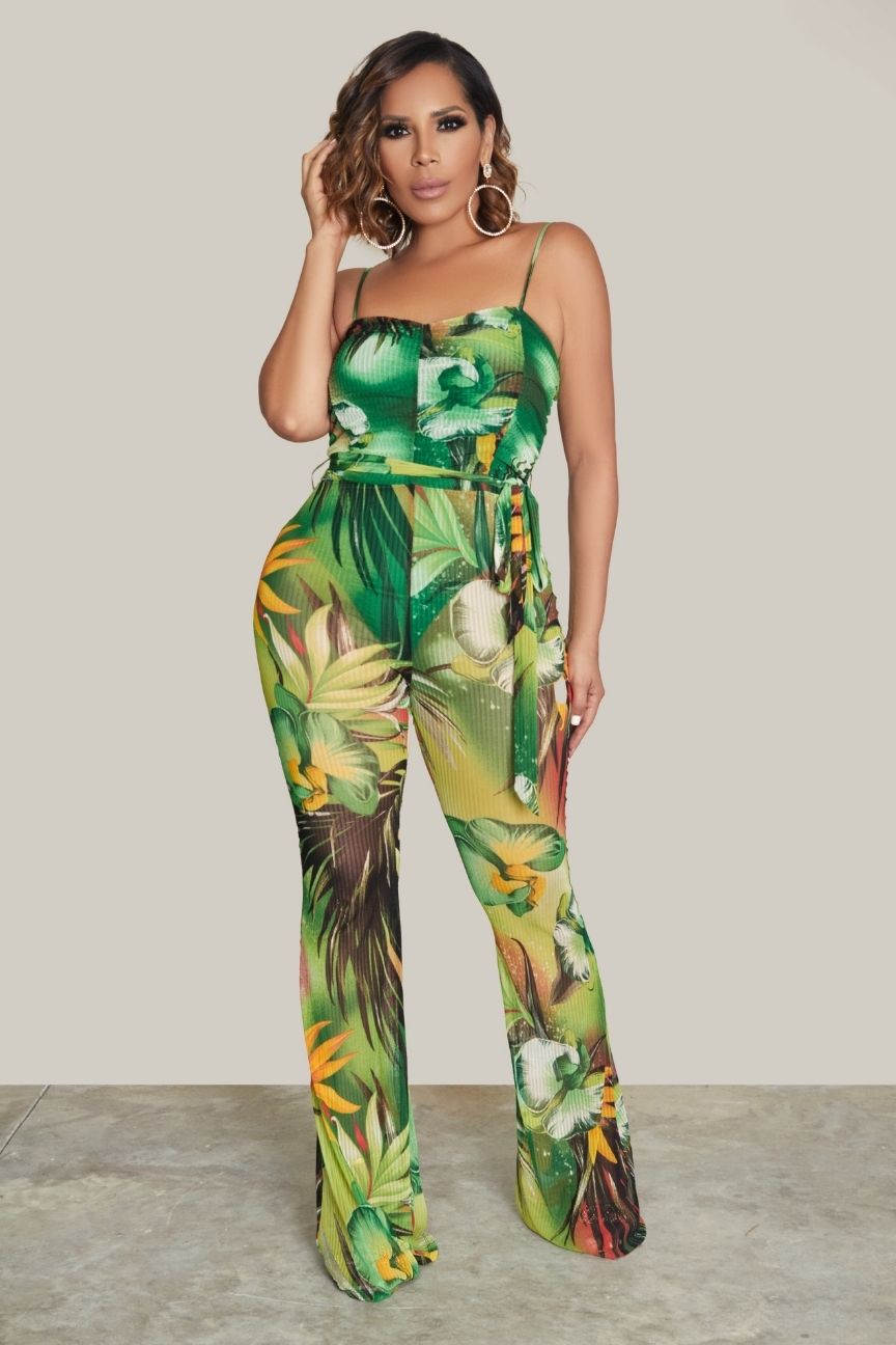 Bella Tropical Print Sexy Jumpsuit