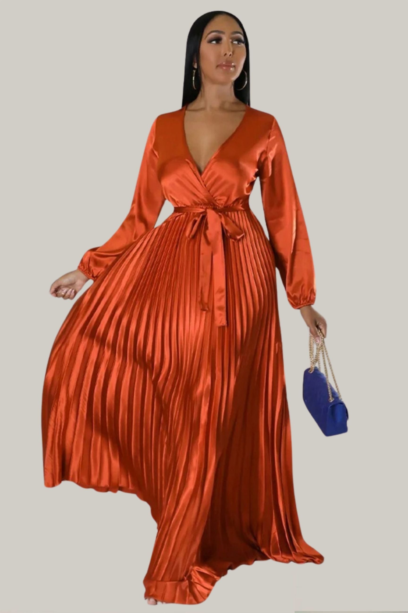 Eulalia Pleated Belted Maxi Dress