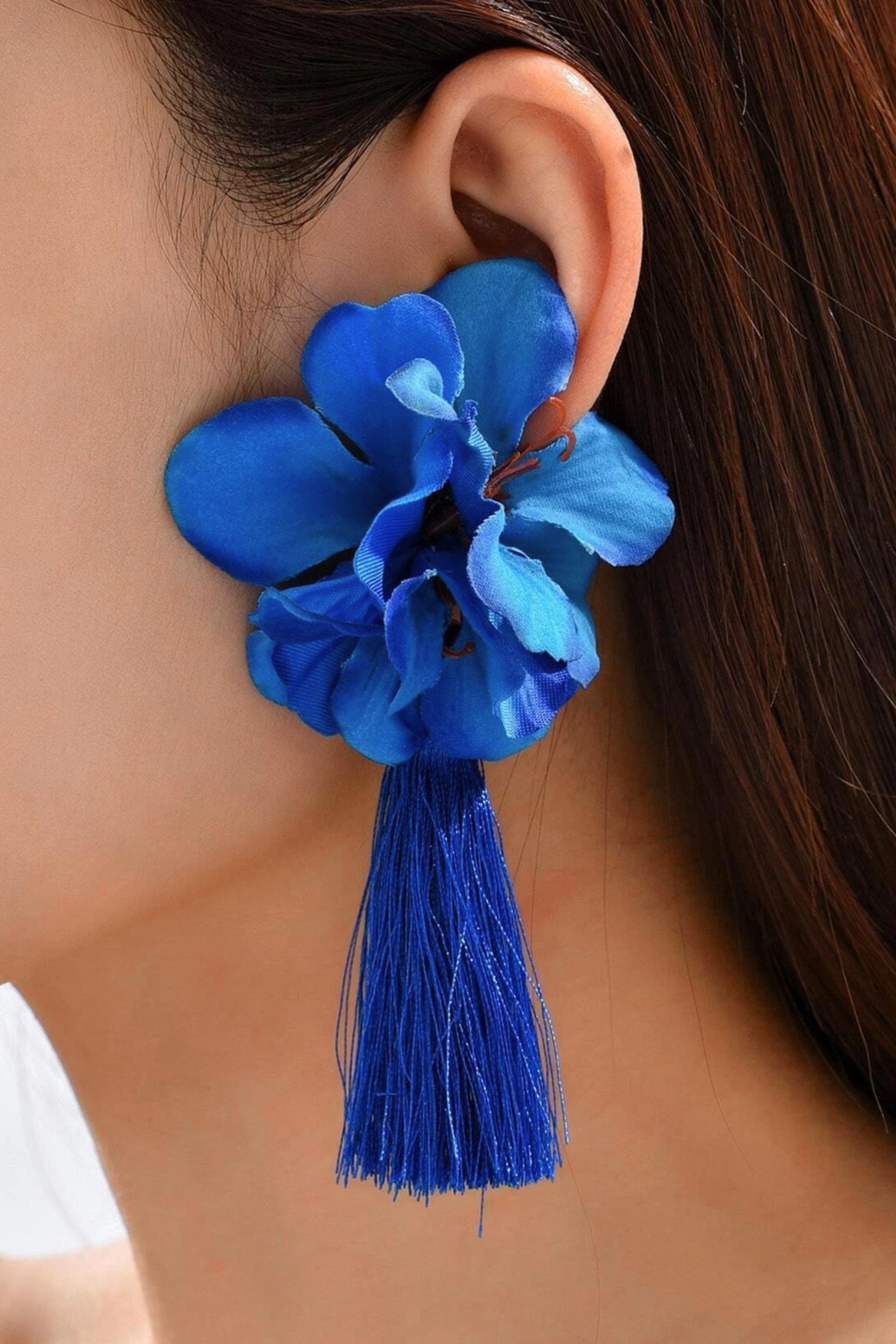 Flower & Tassel Drop Earrings