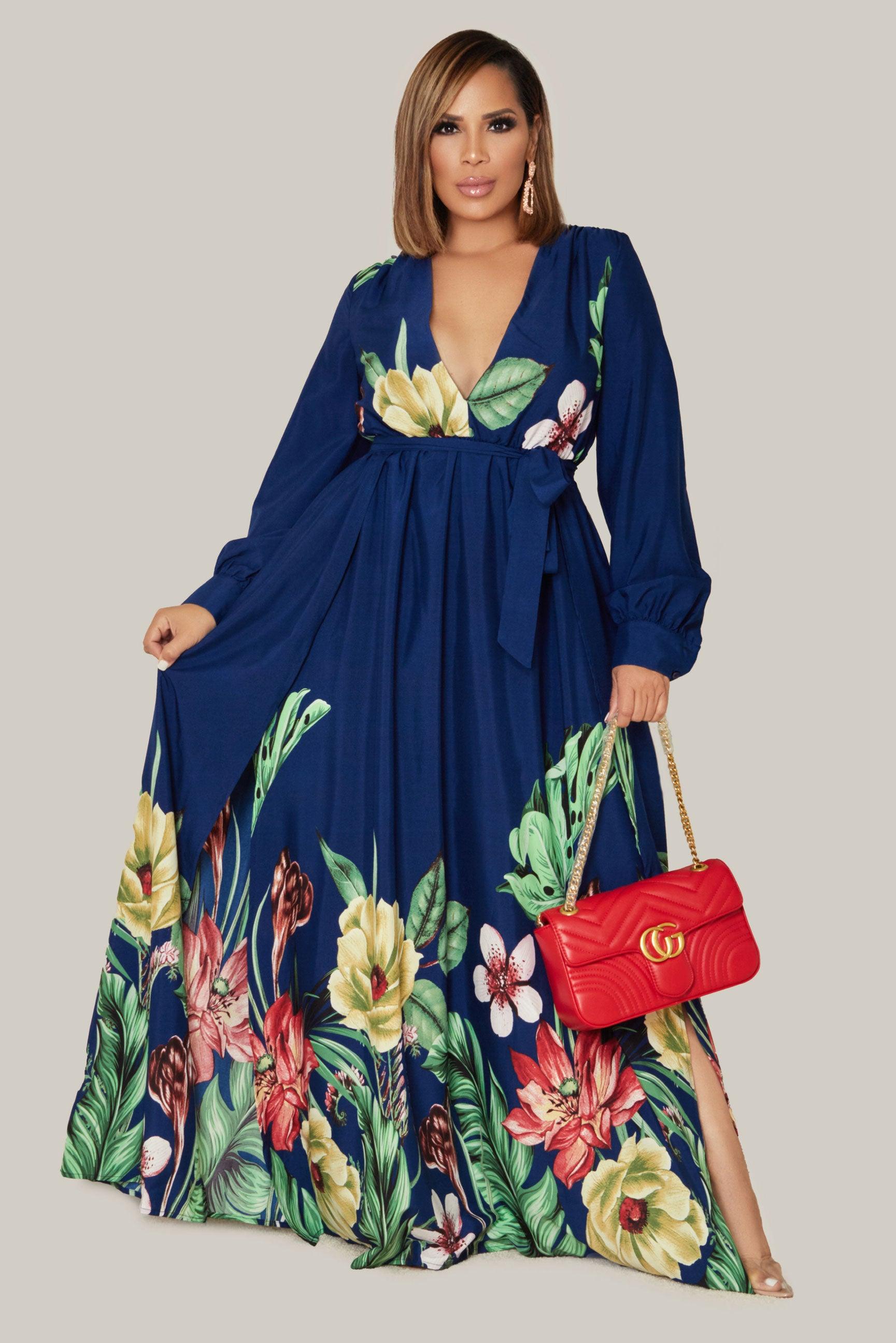 Vespera Floral Print Maxi Dress