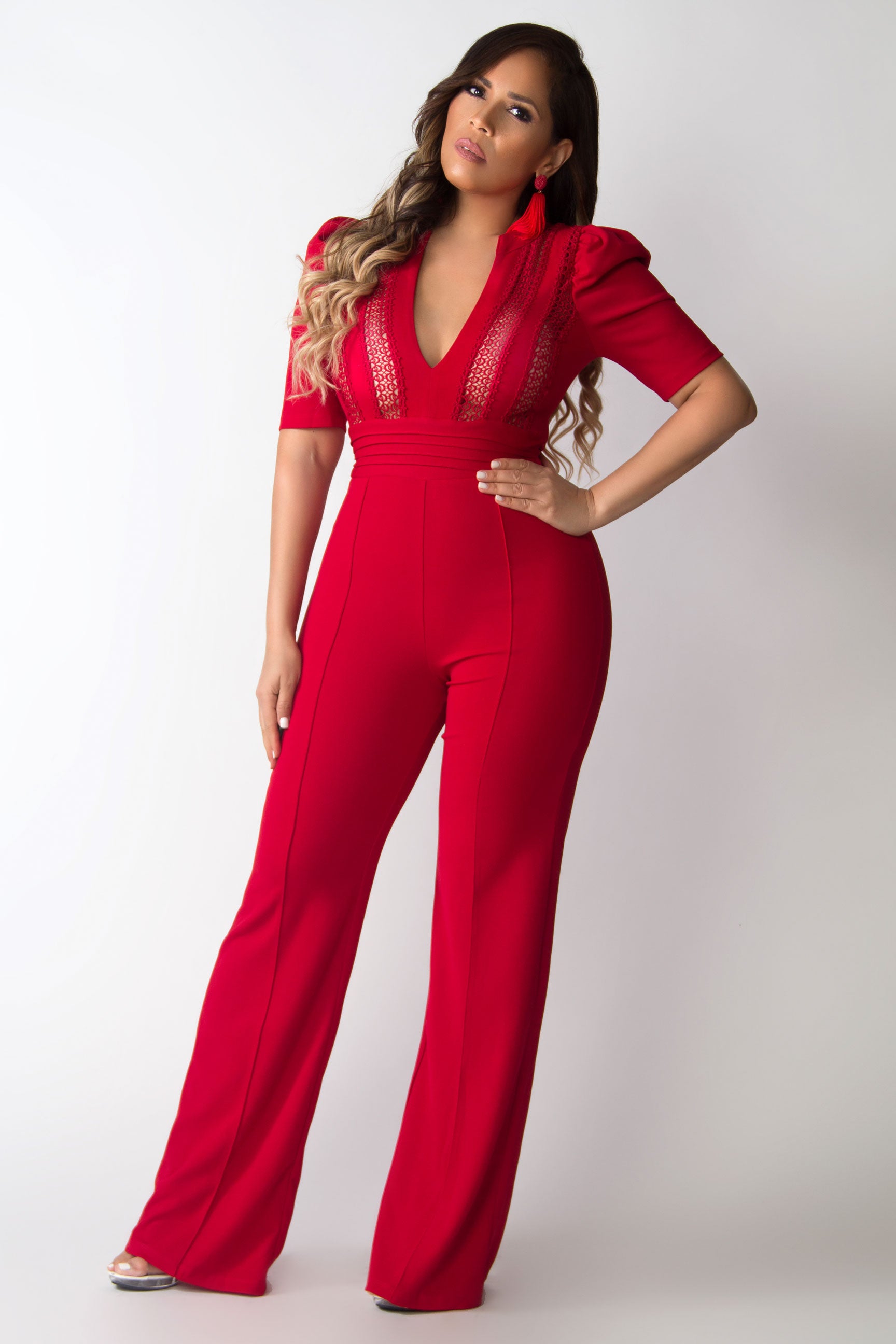 Diamond V-Neck Sophisticated Boutique Jumpsuit - MY SEXY STYLES