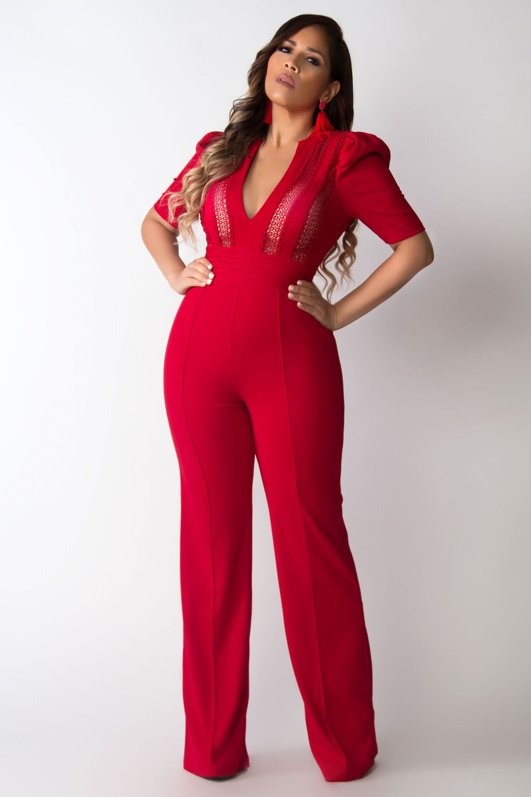 Diamond V-Neck Sophisticated Boutique Jumpsuit - MY SEXY STYLES