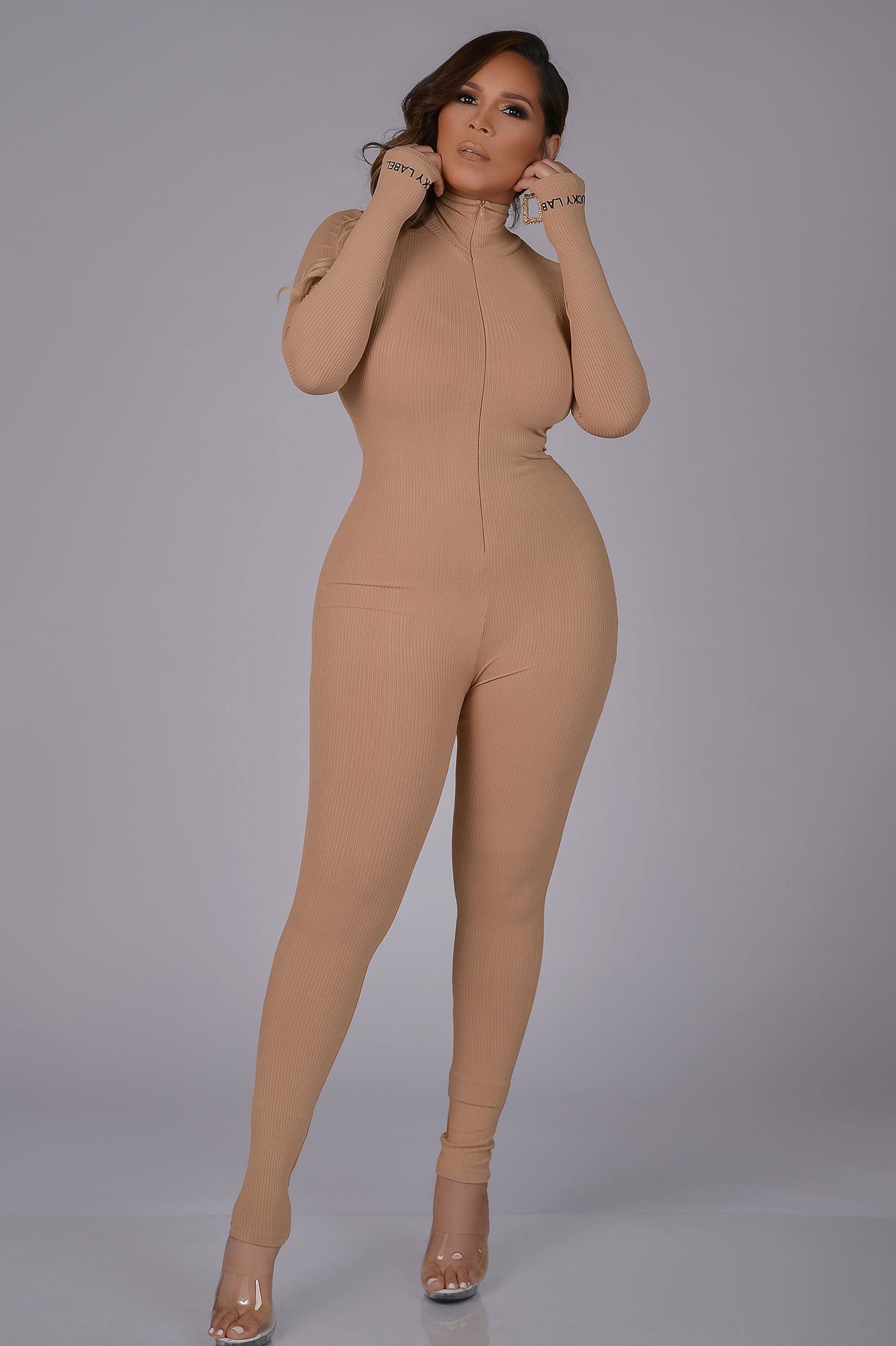Elena Mock Neck Bodycon Jumpsuit - MY SEXY STYLES