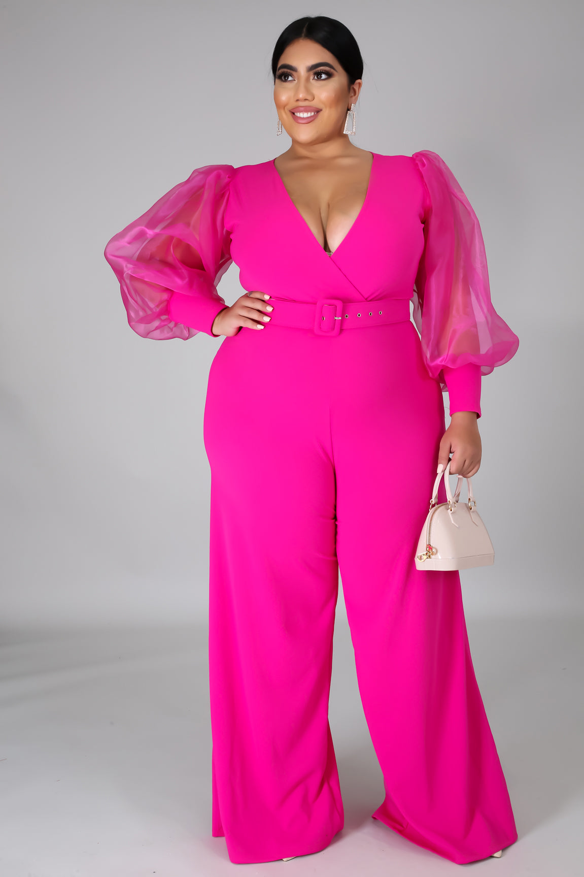Parker Elegant Belted Plunging Jumpsuit - MY SEXY STYLES