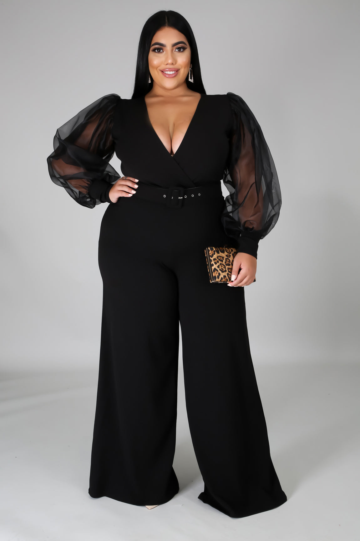 Parker Elegant Belted Plunging Jumpsuit - MY SEXY STYLES