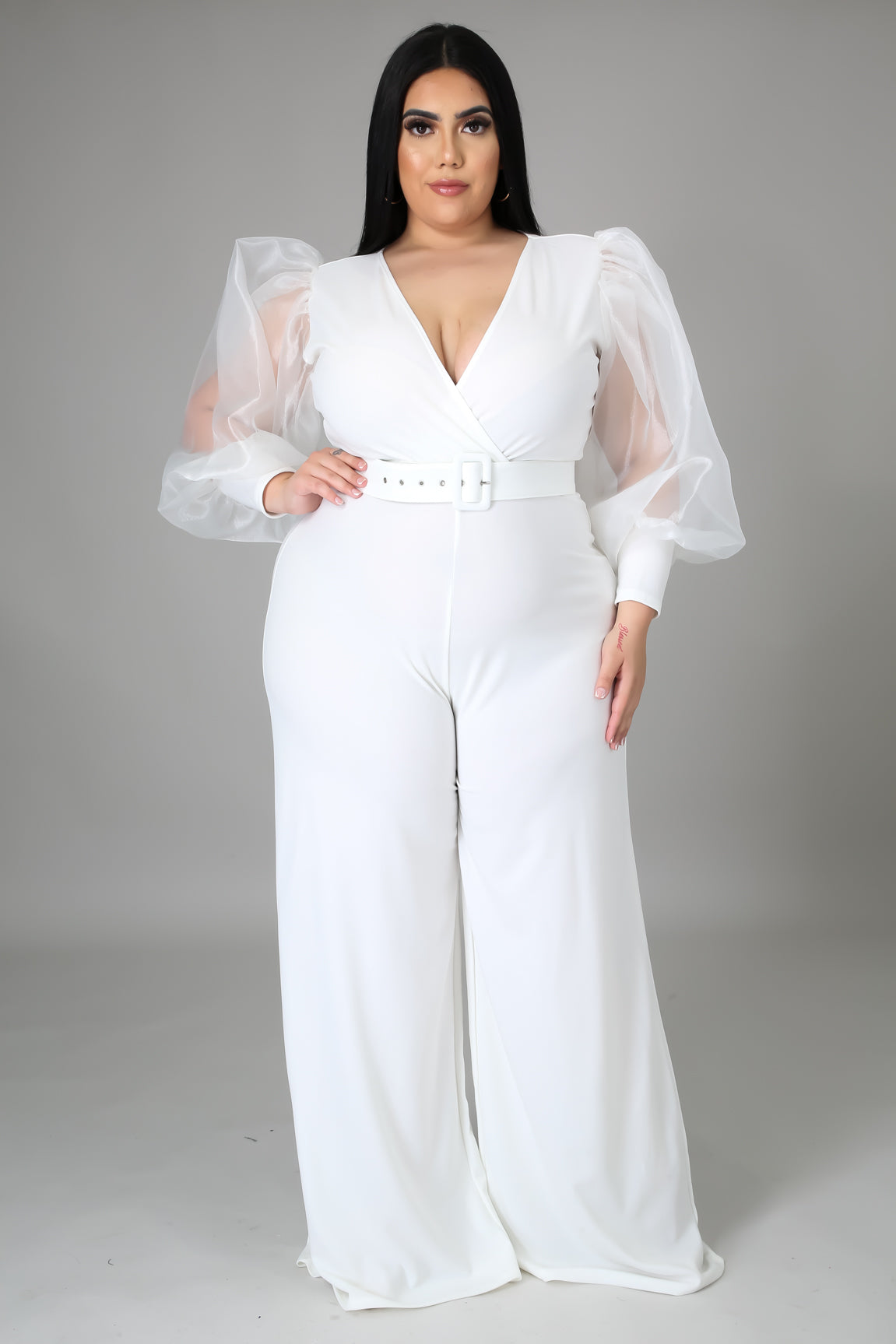 Parker Elegant Belted Plunging Jumpsuit - MY SEXY STYLES