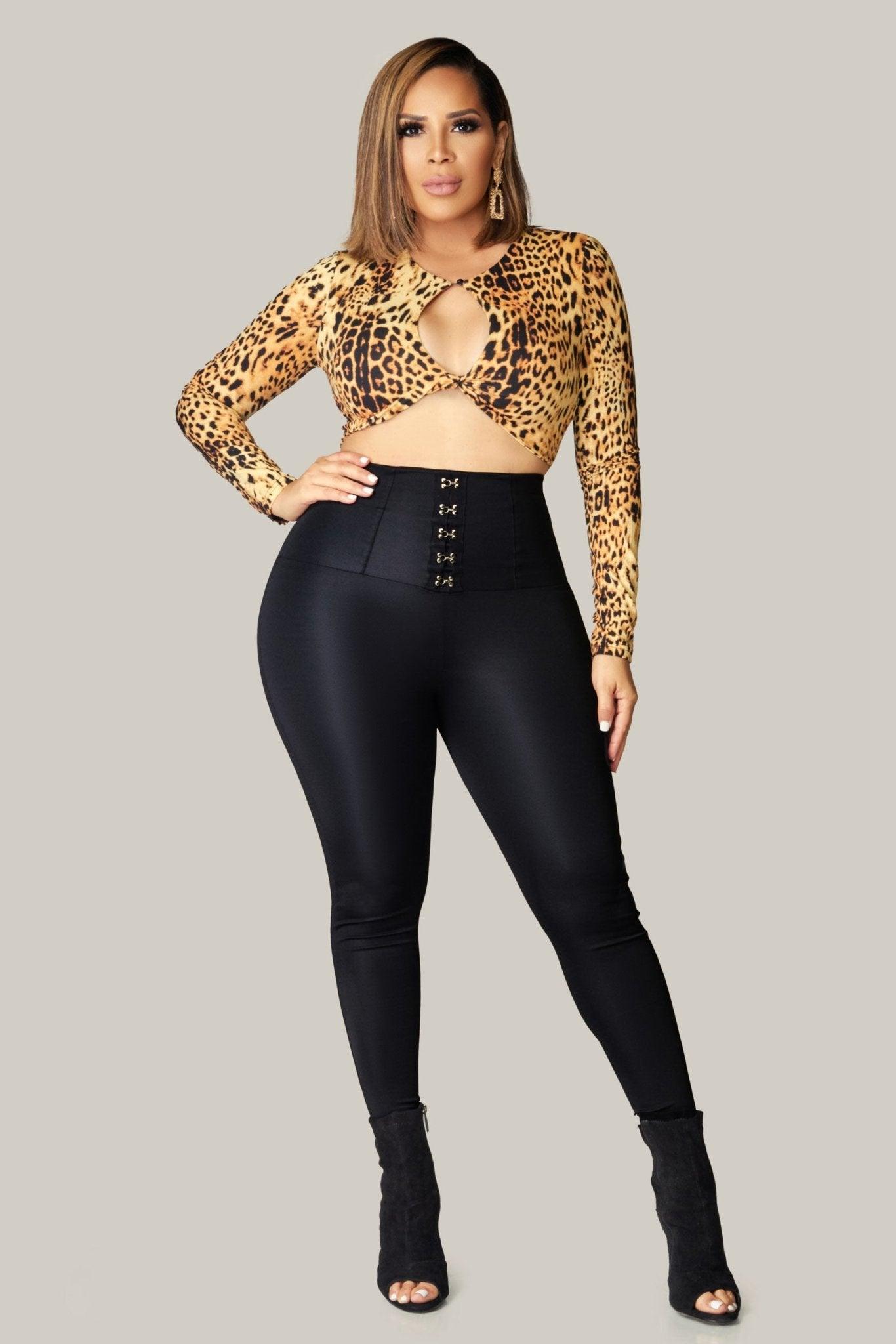 Animal instincts Long Sleeve Crop Top w/ Keyhole Detail - MY SEXY STYLES