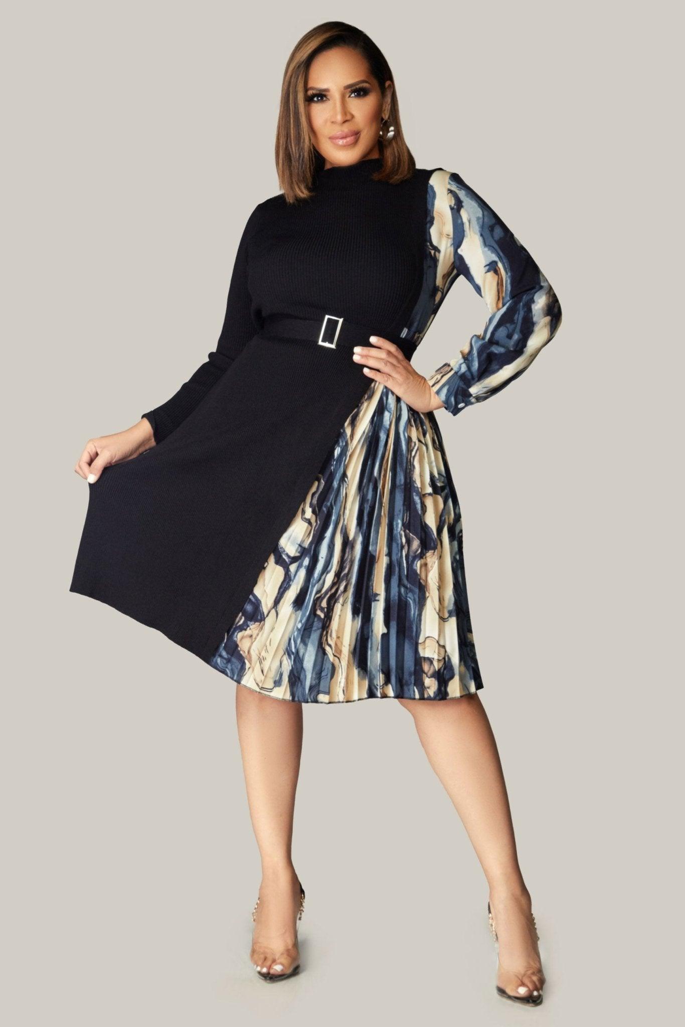 Anouk Long Sleeves Belted Dress - MY SEXY STYLES