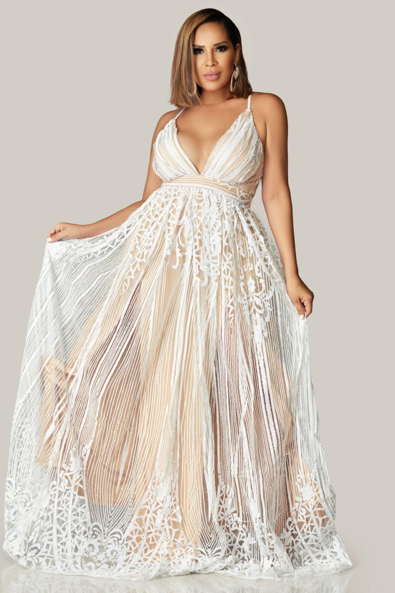 Aphrodite Sequin Border Maxi Gown Dress - MY SEXY STYLES