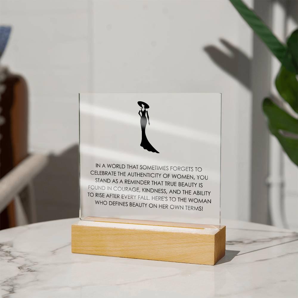 beauty on her own terms Square Acrylic Plaque - MY SEXY STYLES