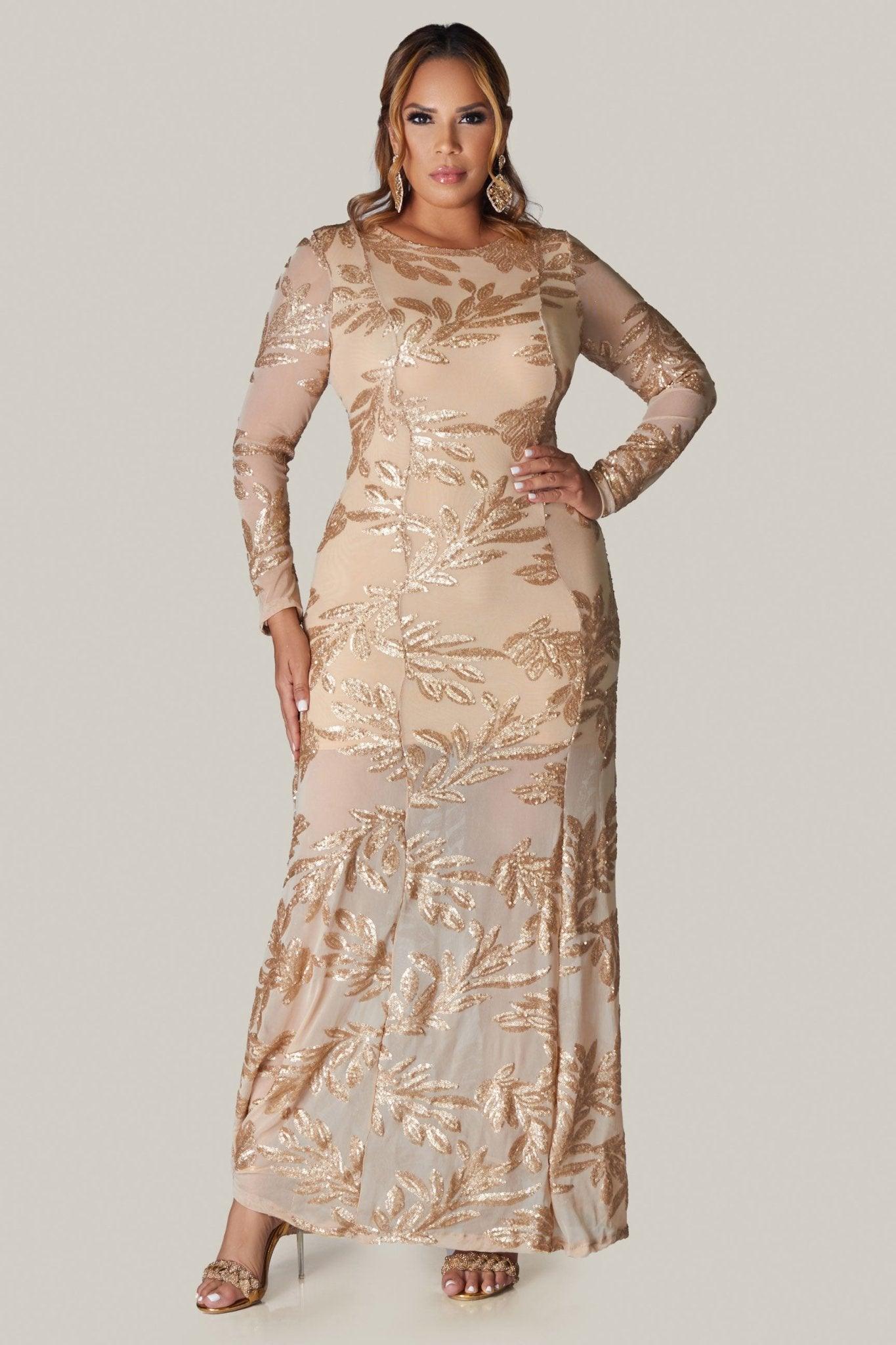 BELLAMY LONG SLEEVES SEQUINS MAXI DRESS - MY SEXY STYLES