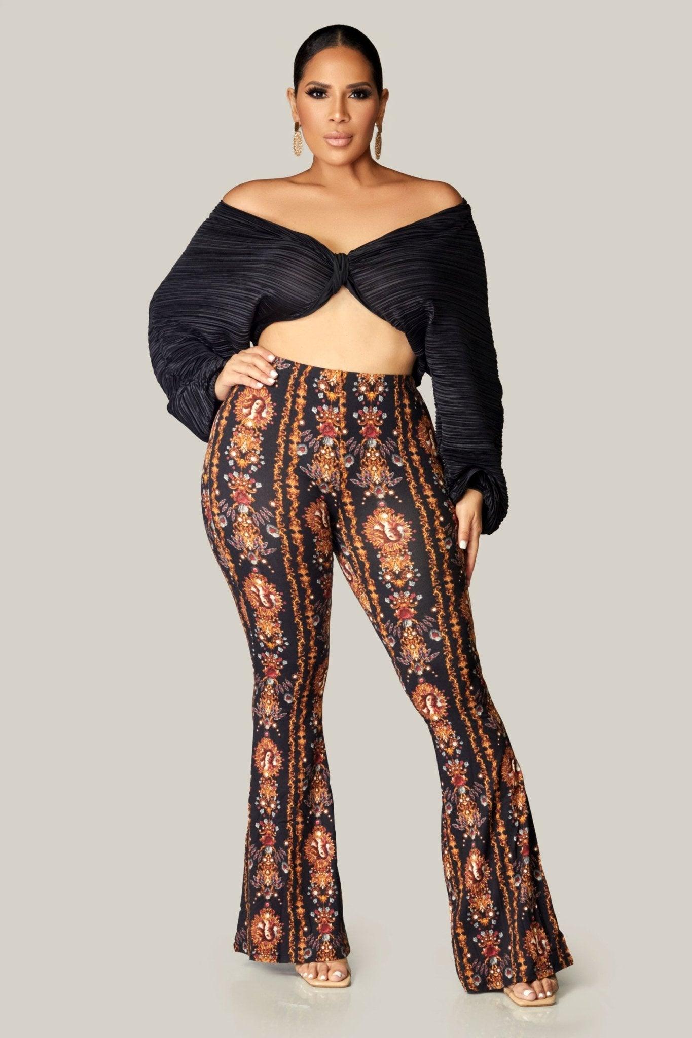 Boho Venus Baroque Printed Flared Pants - MY SEXY STYLES