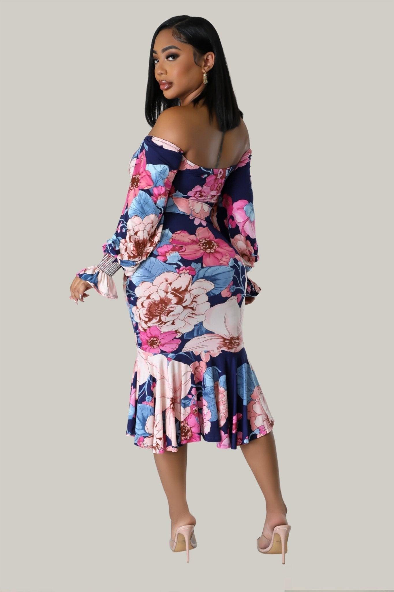 Brantley Floral Print Belted Dress - MY SEXY STYLES