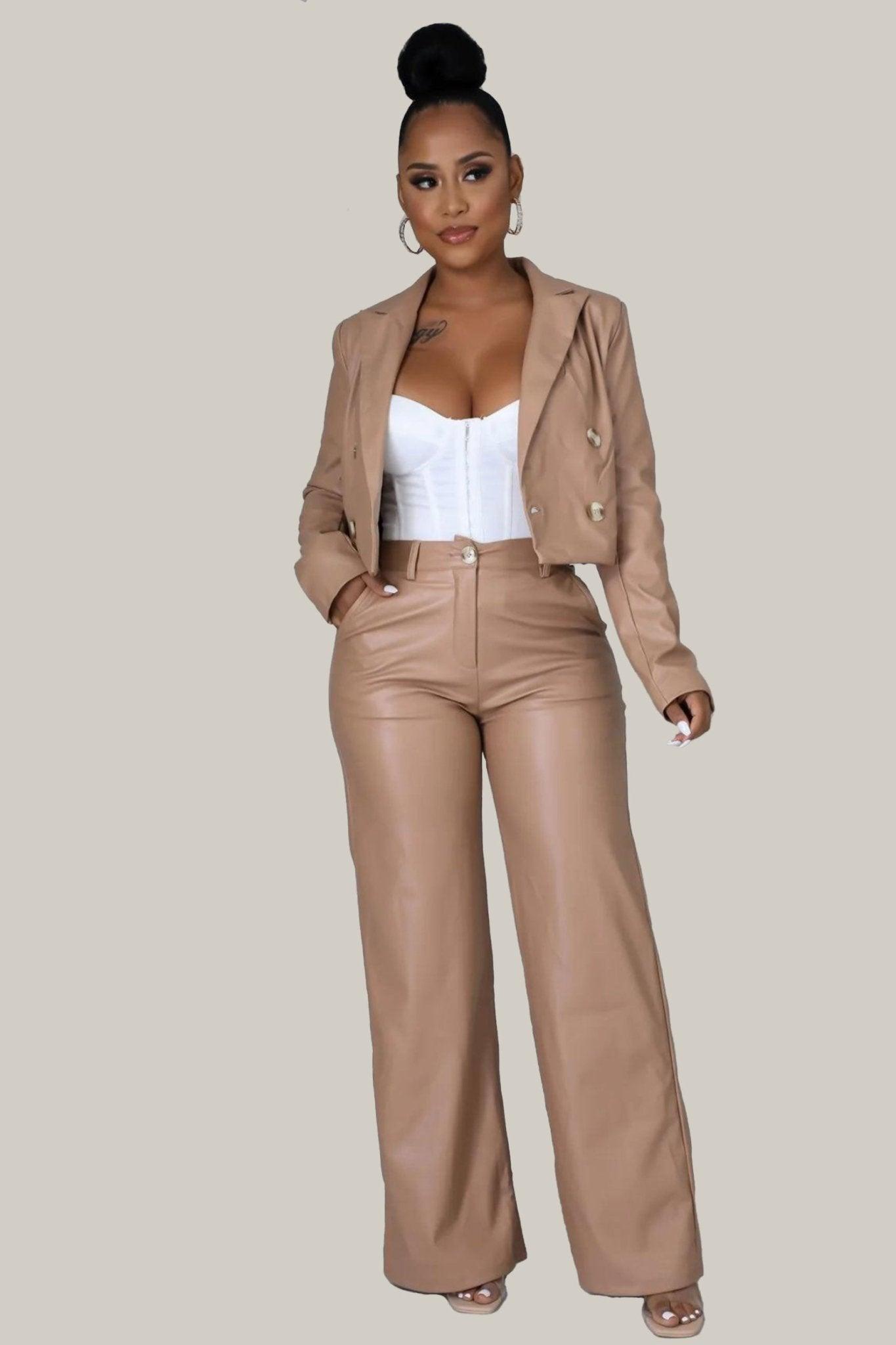 Braynlee Pants Faux Leather Set - MY SEXY STYLES
