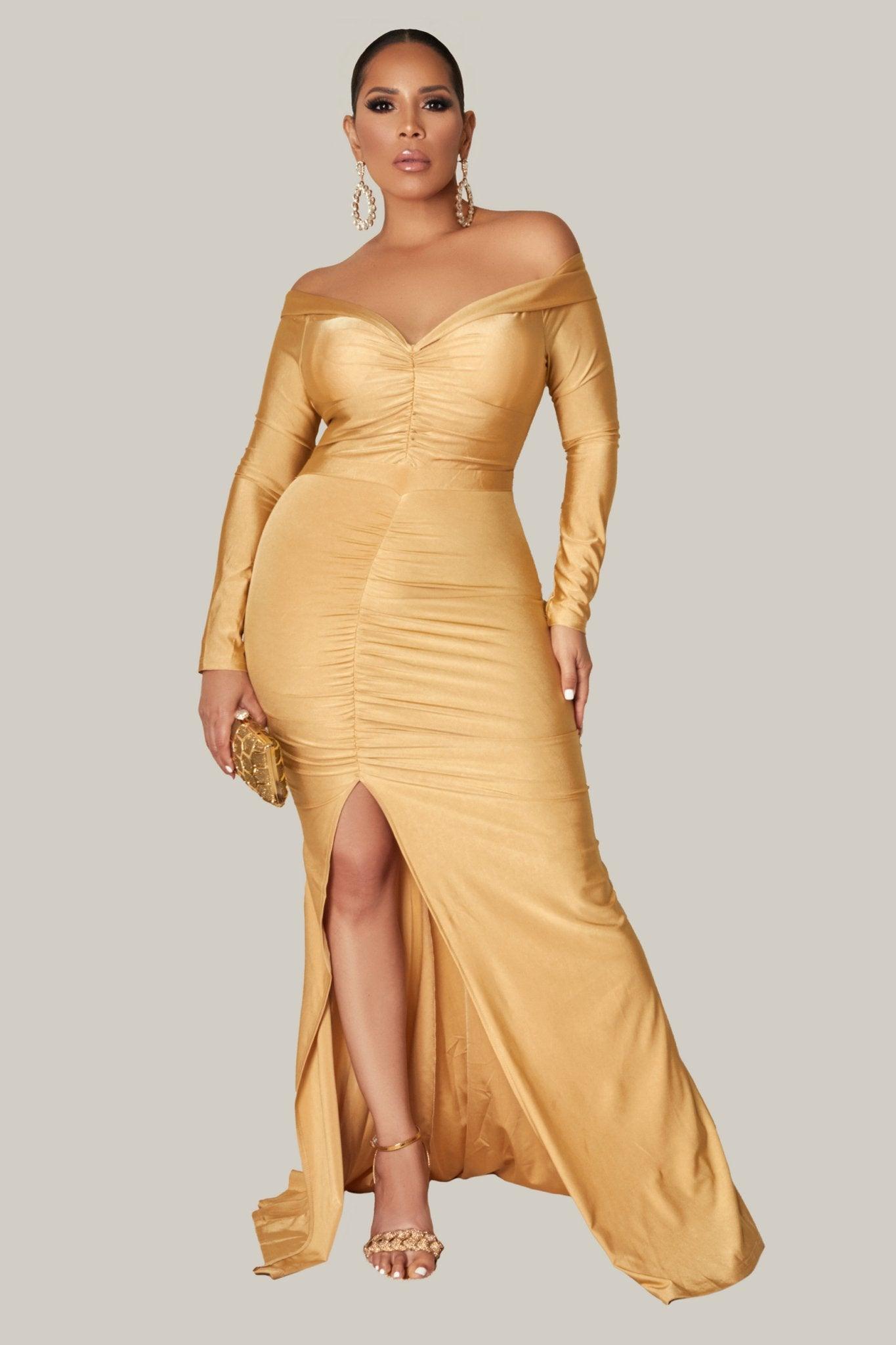 Brianna Off Shoulder Ruched Dress - MY SEXY STYLES