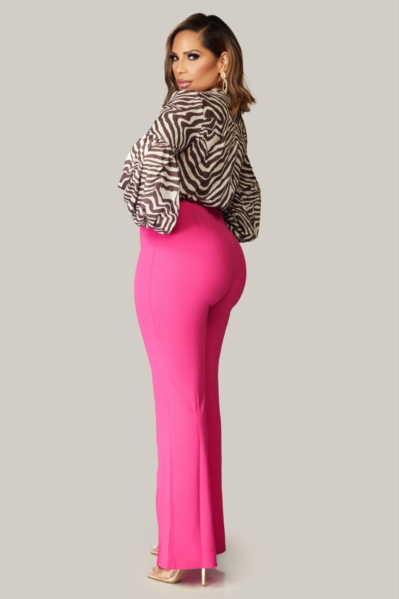 Celia Print Zebra Pattern V Neck Long Sleeve Blouse - MY SEXY STYLES