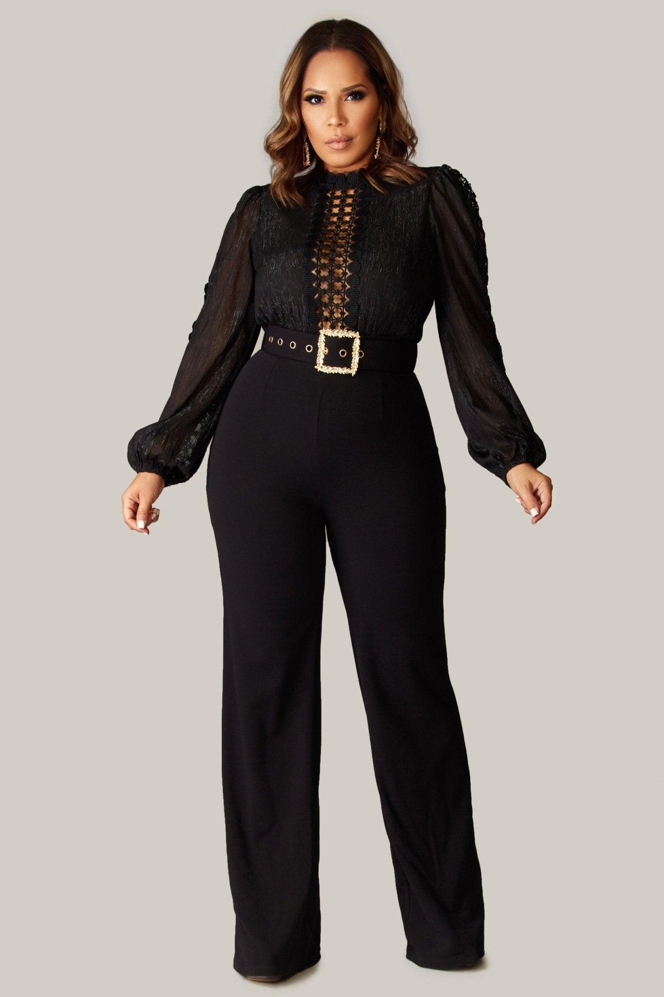 Clementine Long Sleeves Belted Jumpsuit - MY SEXY STYLES