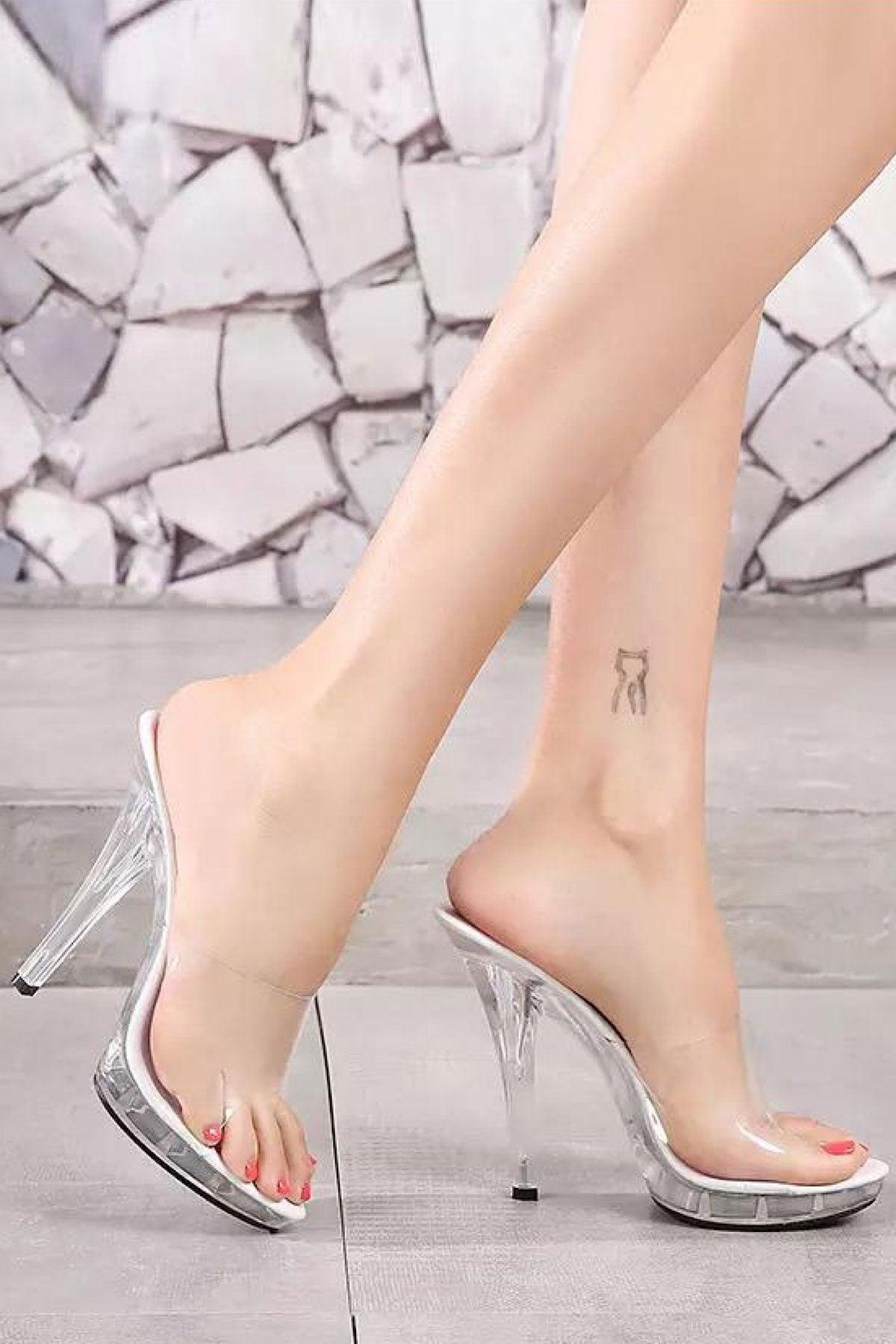 Crystale Sexy Mules Platform Clear High Heels - MY SEXY STYLES