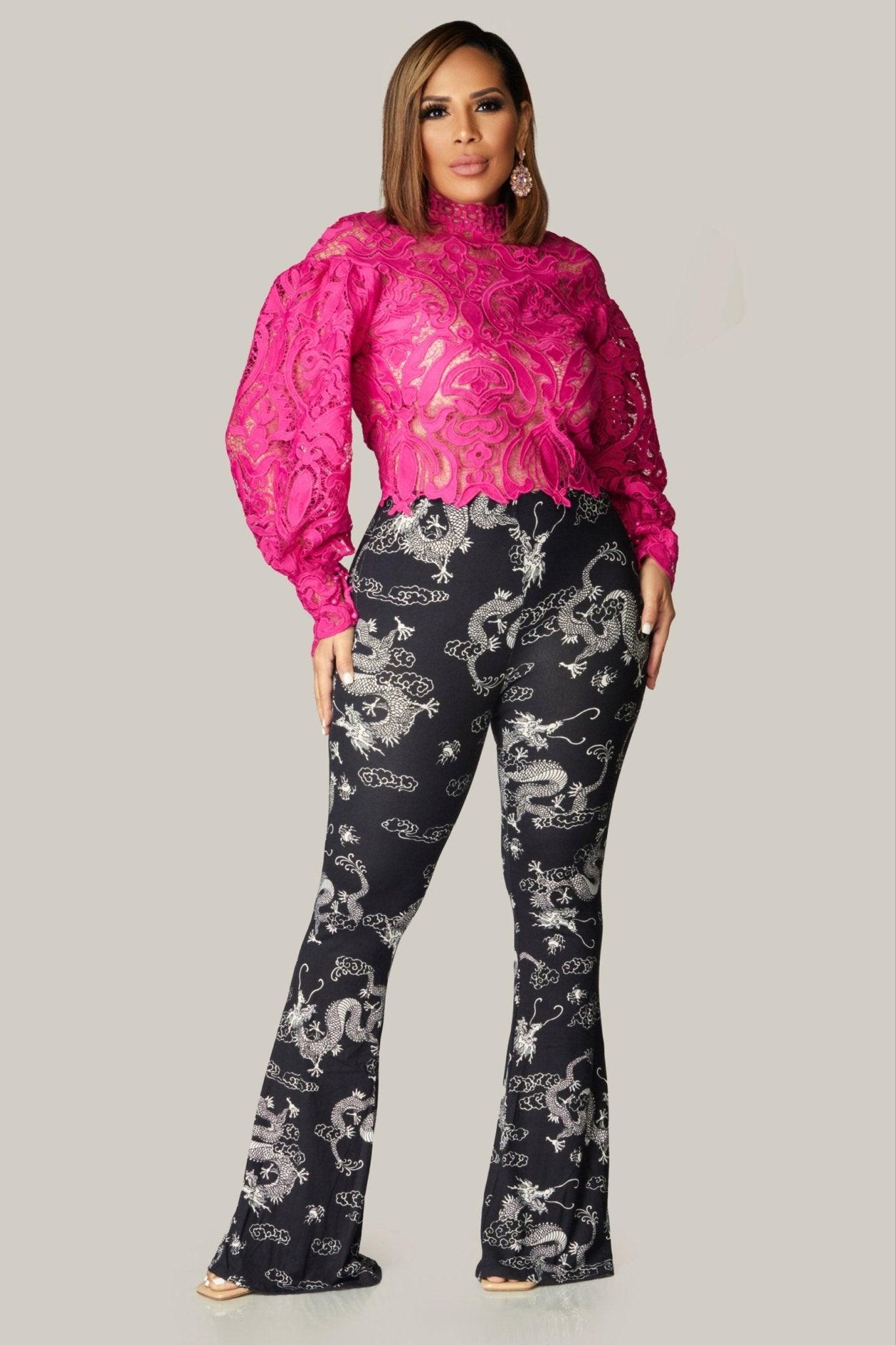 Dragon Printed Flared Pants - MY SEXY STYLES