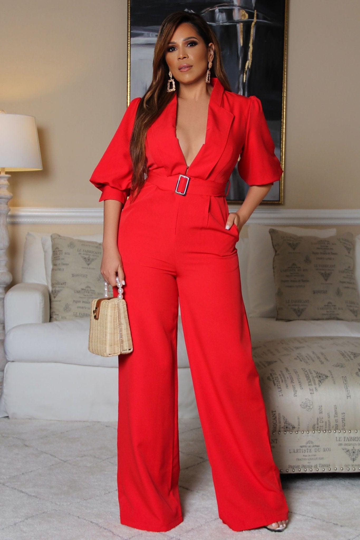 Estrella Sophisticated Belted Jumpsuit - MY SEXY STYLES
