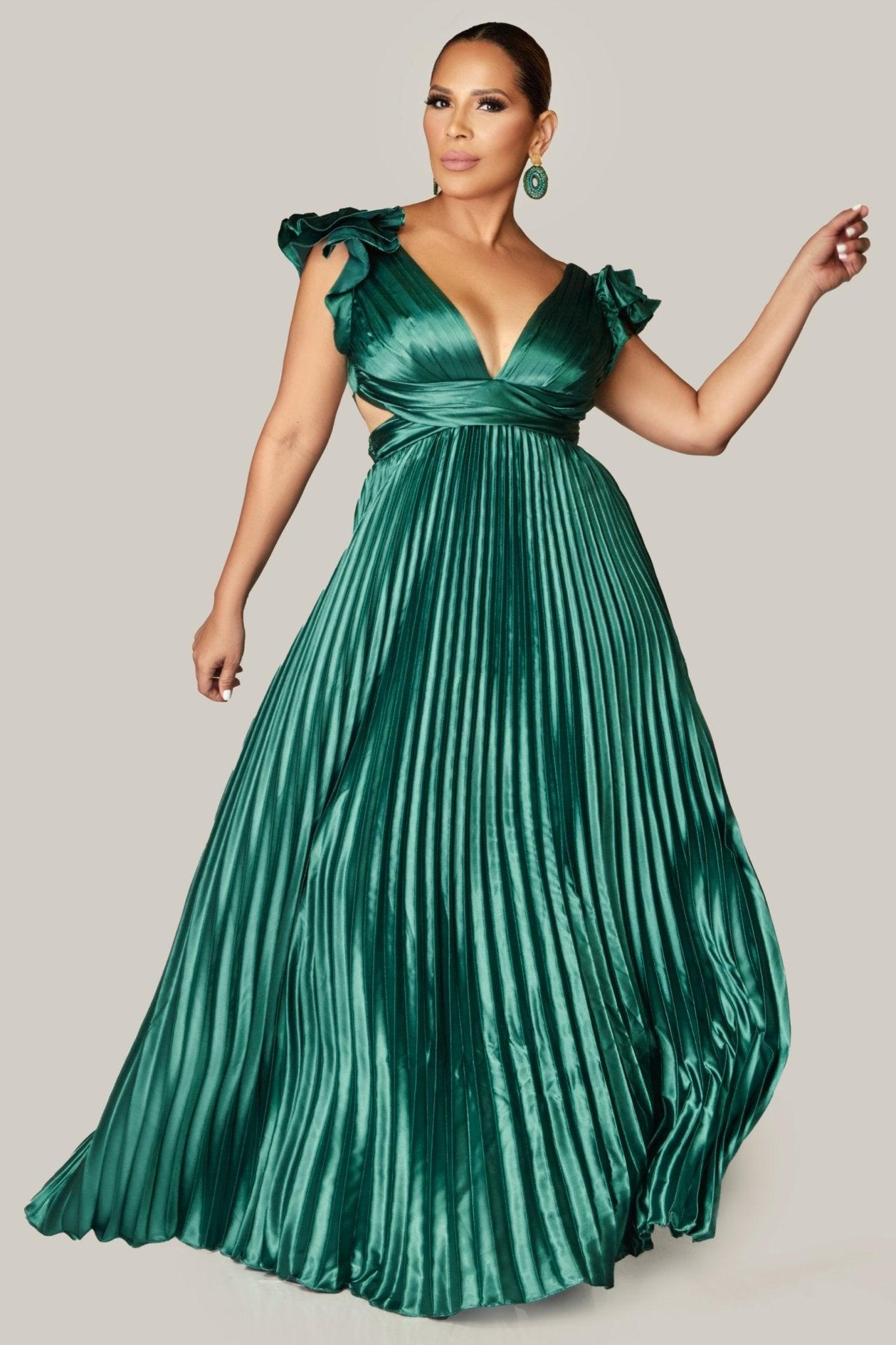 Florencia Ruffle Maxi Pleated Dress - MY SEXY STYLES