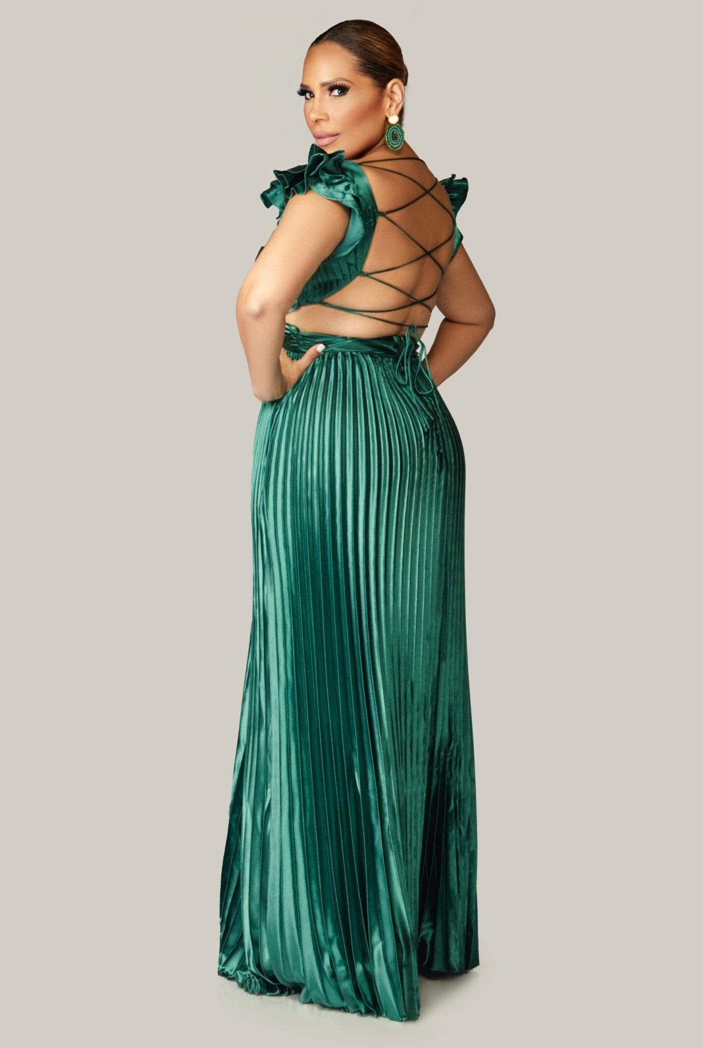 Florencia Ruffle Maxi Pleated Dress - MY SEXY STYLES