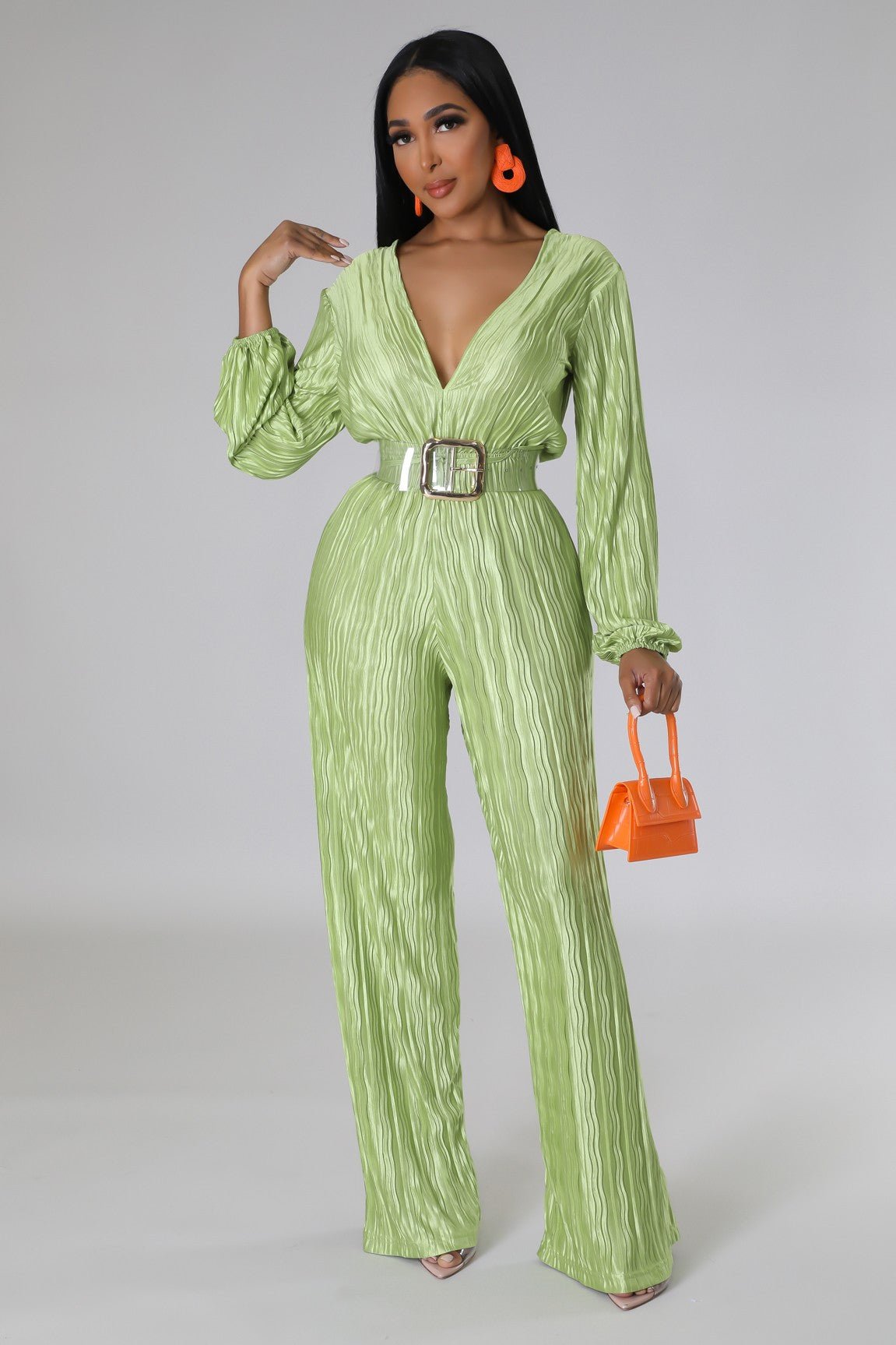 Giada Long Sleeves Pleated Jumpsuit - MY SEXY STYLES