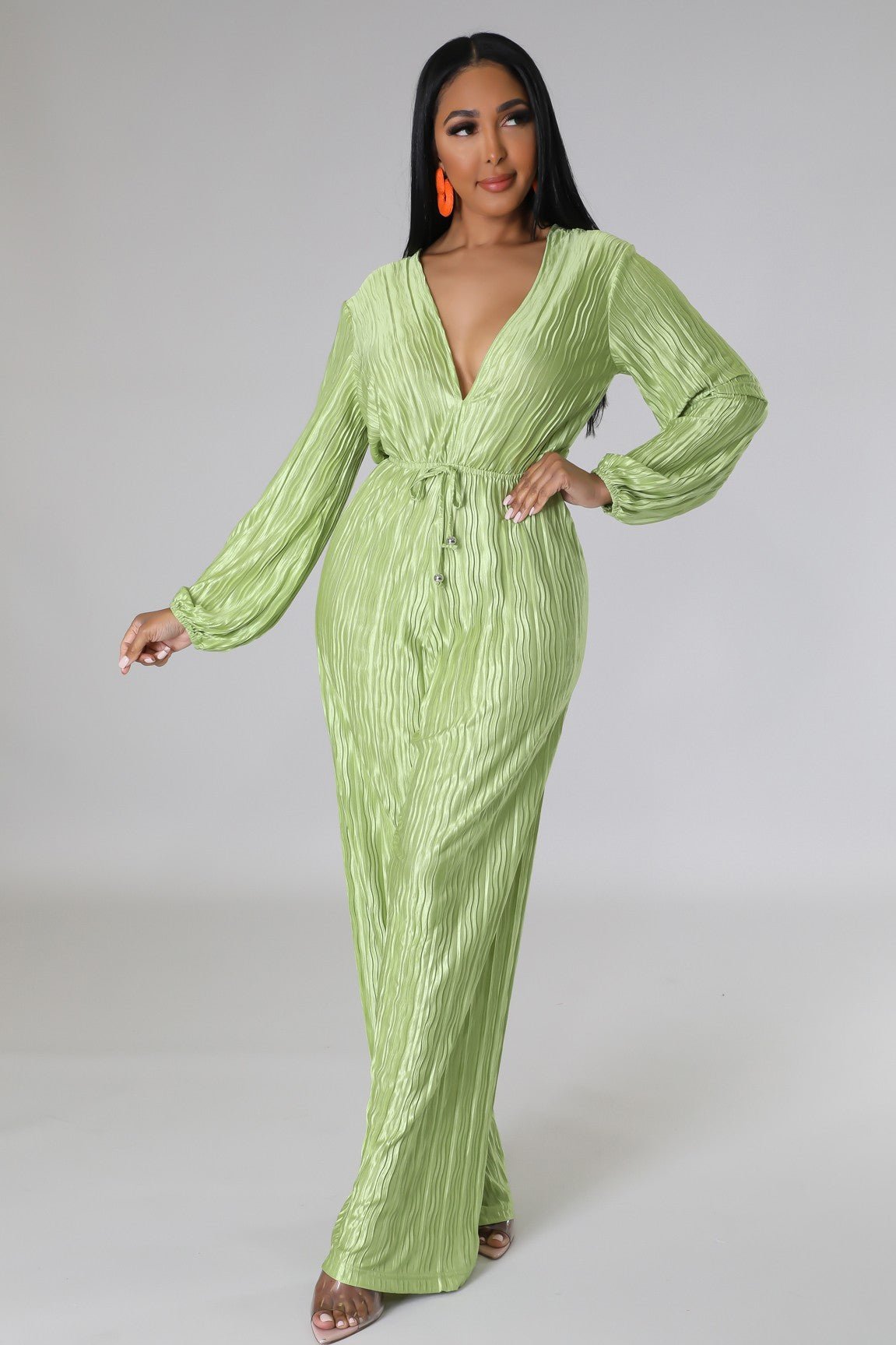 Giada Long Sleeves Pleated Jumpsuit - MY SEXY STYLES