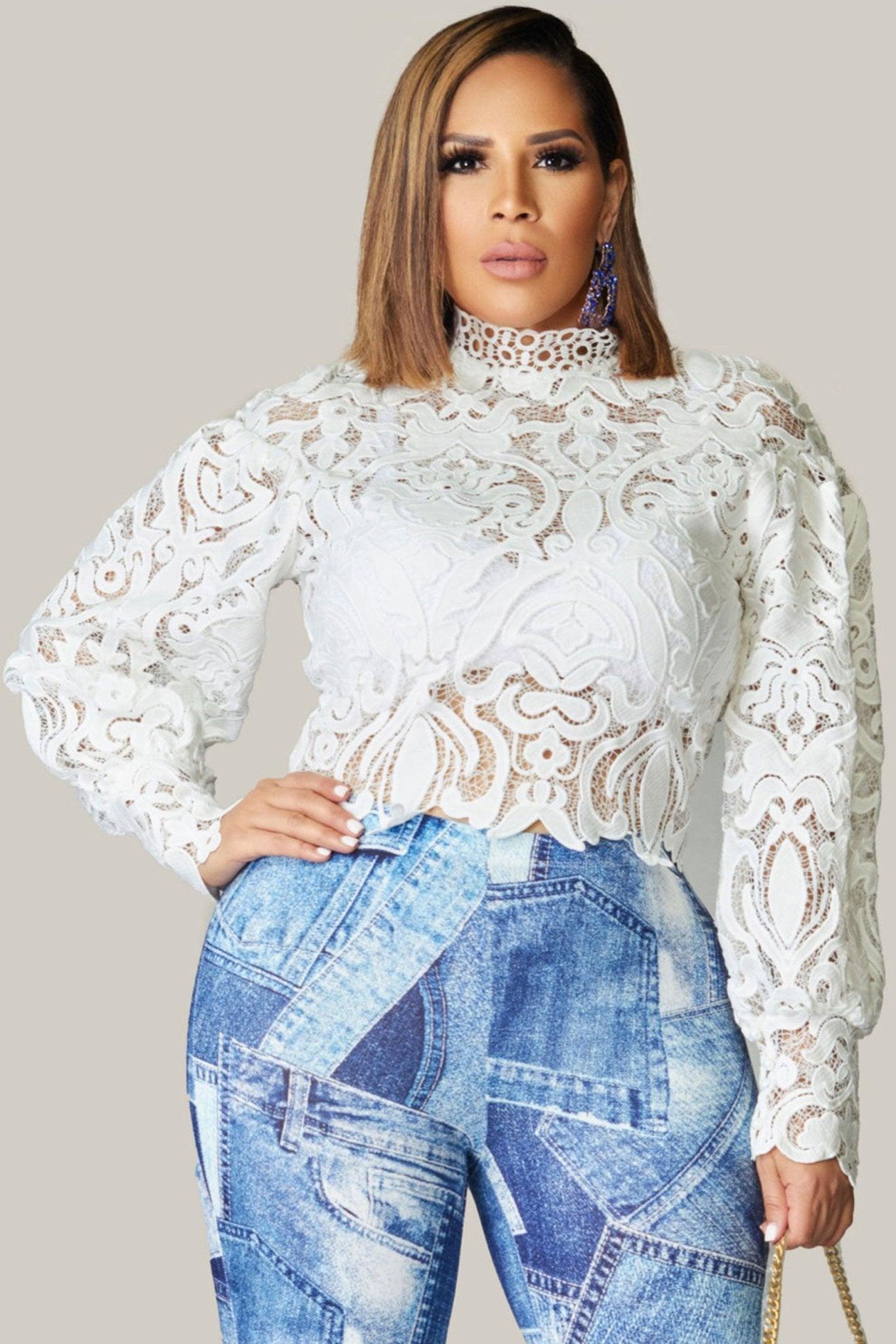 Grace Sophisticated Boutique Crochet Lace Blouse - MY SEXY STYLES