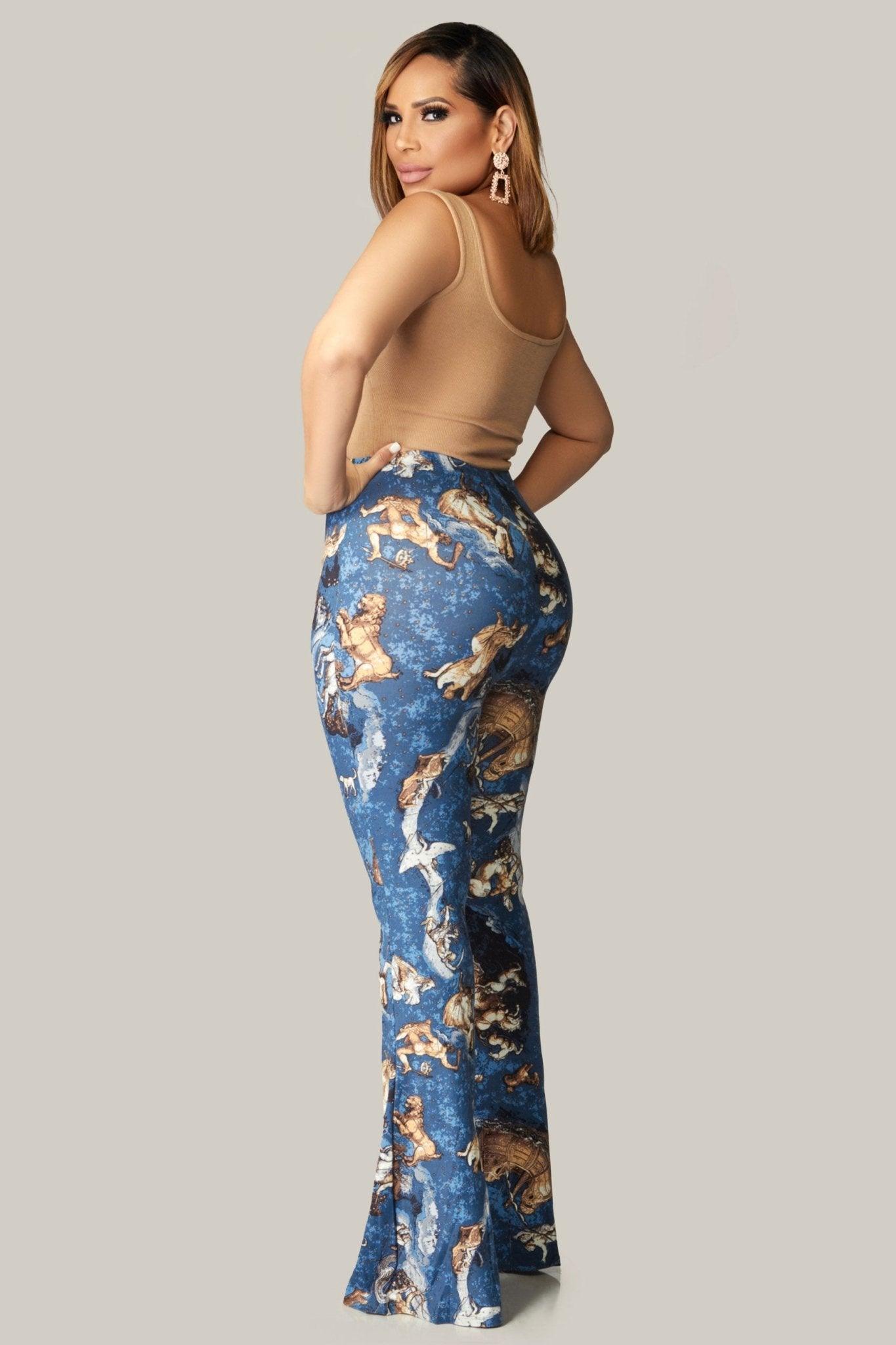 Horoscope Printed Flared Long Pants - MY SEXY STYLES