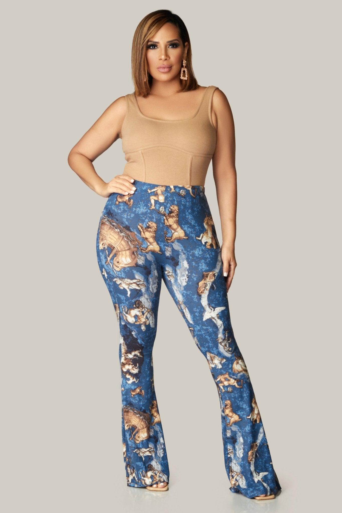 Horoscope Printed Flared Long Pants - MY SEXY STYLES
