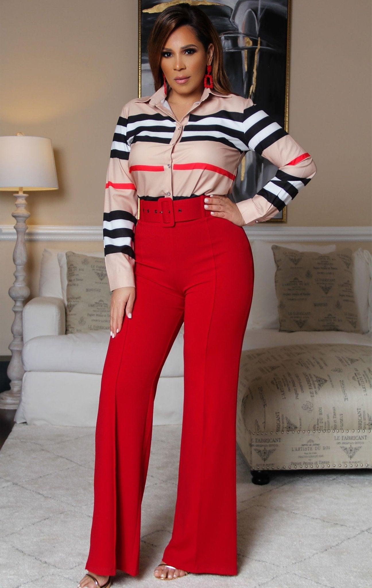 Ilena Stripe Work Button Down Shirt - MY SEXY STYLES