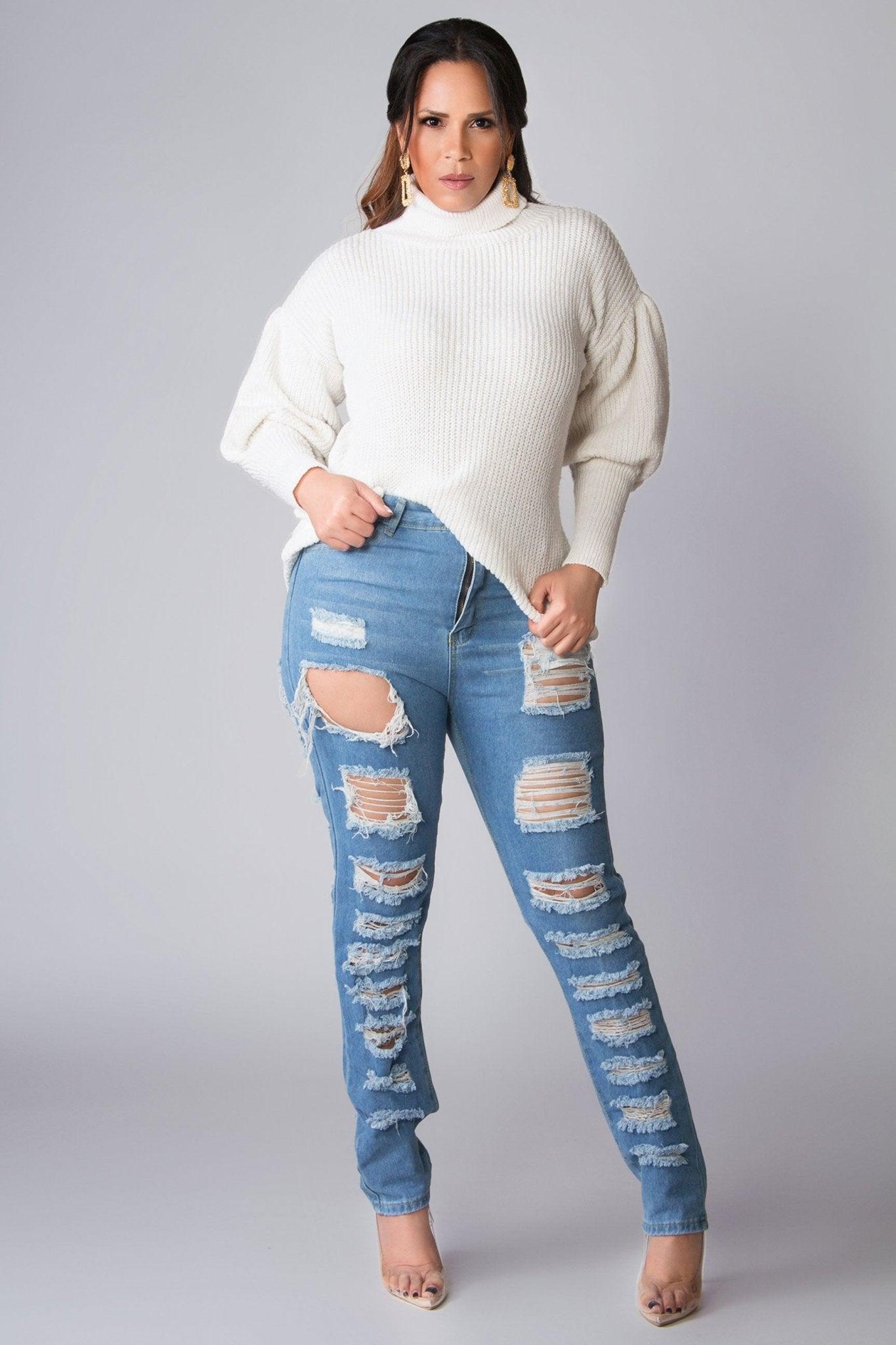 Jimena Puff Long Sleeves Chic Turtle Neck Sweater - MY SEXY STYLES